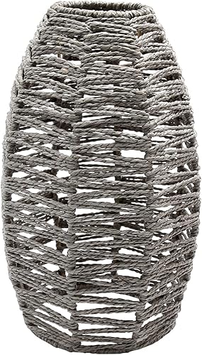 ZUDKSUY Pantalla tejida de cordel, pantalla de araña de ratán, pantalla de repuesto para mesa de pie, pantalla de techo, lámpara de araña (gris)