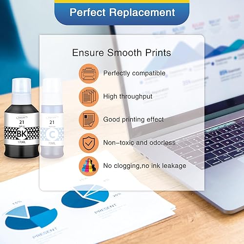 Miniatura 4 de GI-21 G3270 G3260 Botellas de tinta compatibles con Canon 21 GI-21 GI21 Juego de botellas de recarga de tinta, compatible con Canon MegaTank G3270