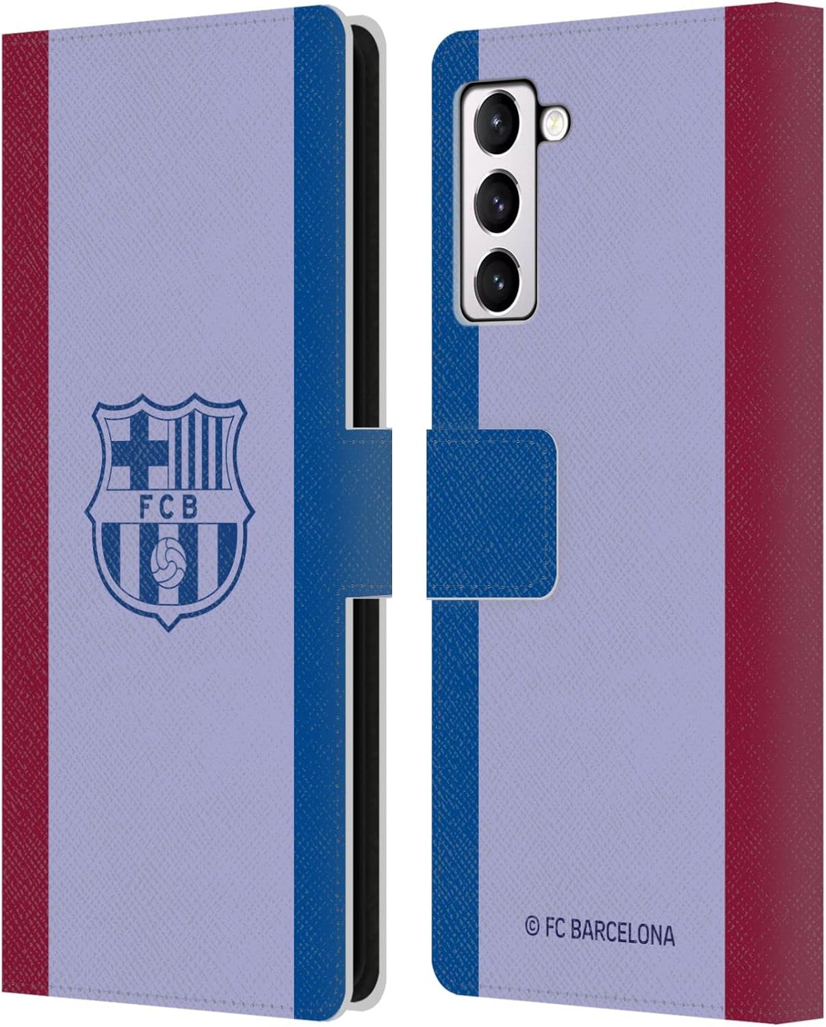 Head Case Designs Officially Licensed FC Barcelona Away 2021/22 Crest KIT Leather Wallet Case Compatible with Samsung Galaxy S21+ 5G