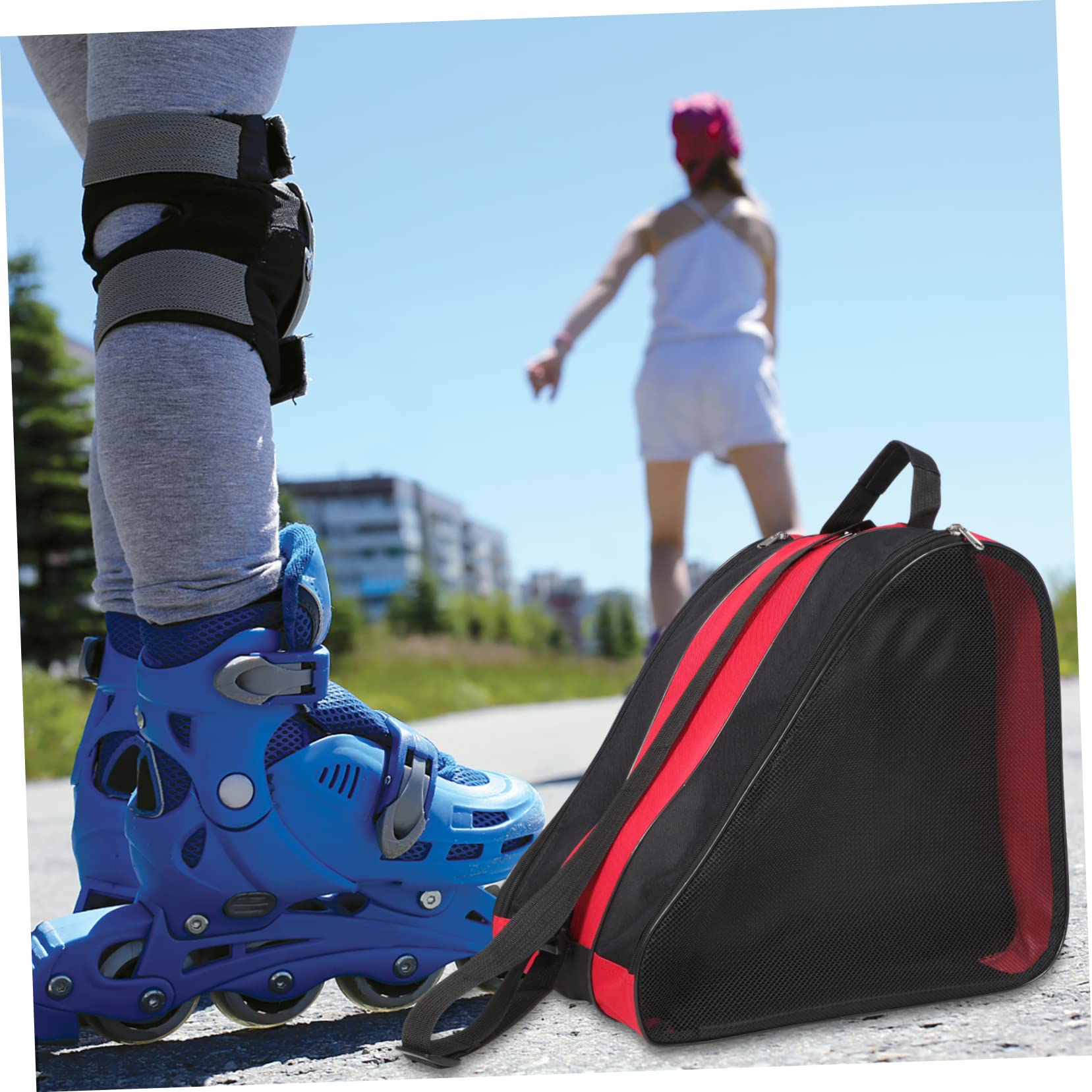 KOMBIUDA Borsa per Pattini da Ghiaccio 2 Pezzi, Custodia per Scarpe da Pattinaggio Oxford, Chiusura a Cerniera, Portatile per Trasporto e Conservazione
