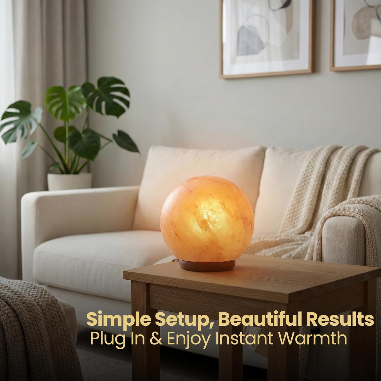 Himalayan Natural Salt Lamp, Globe Shape, 6 Inch Diameter, with Dimmer Cable