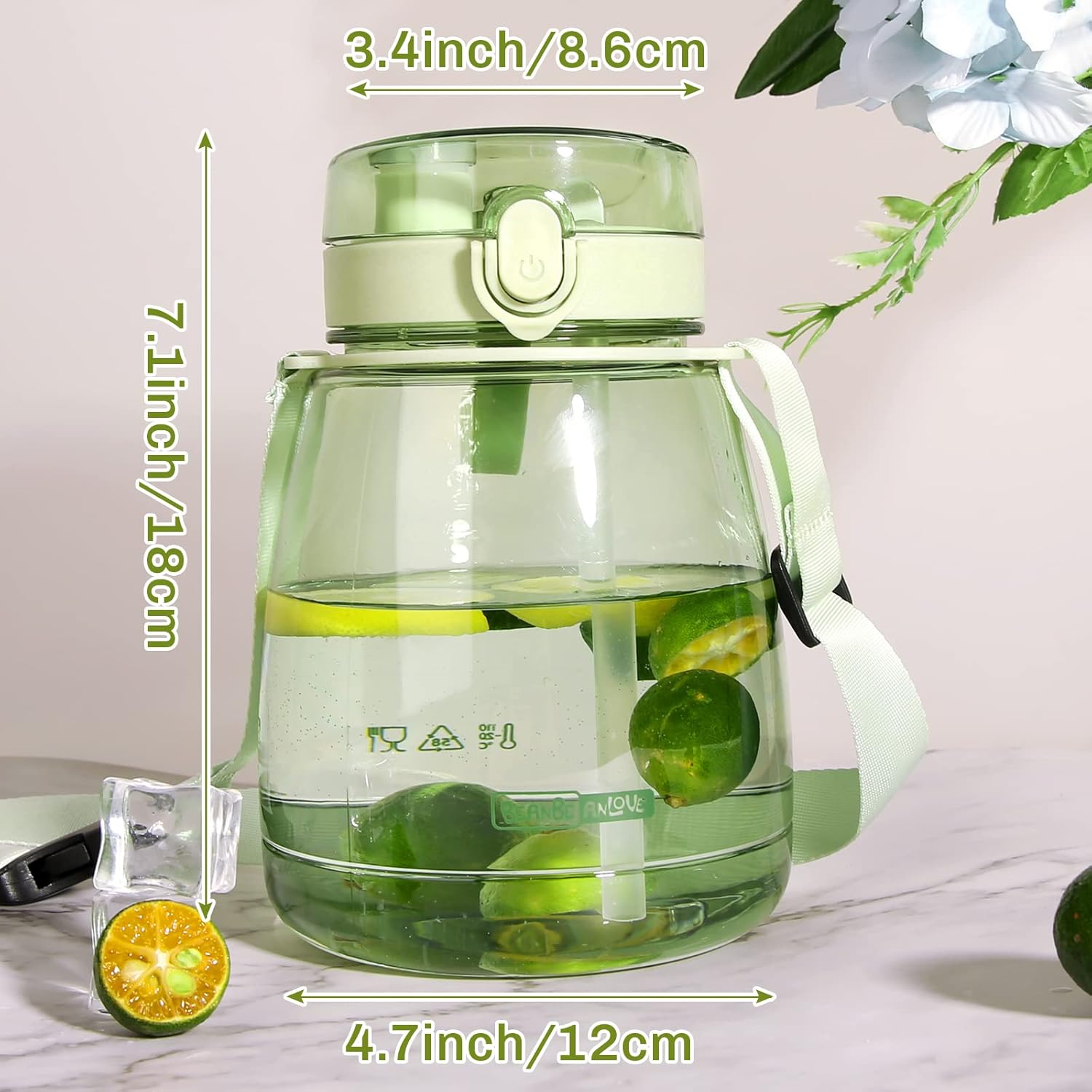 Girls Water Bottles for School, Upgrade Aesthetic Water Bottles, Cute Water Bottle with Handle, Water Jug Green - Image 5