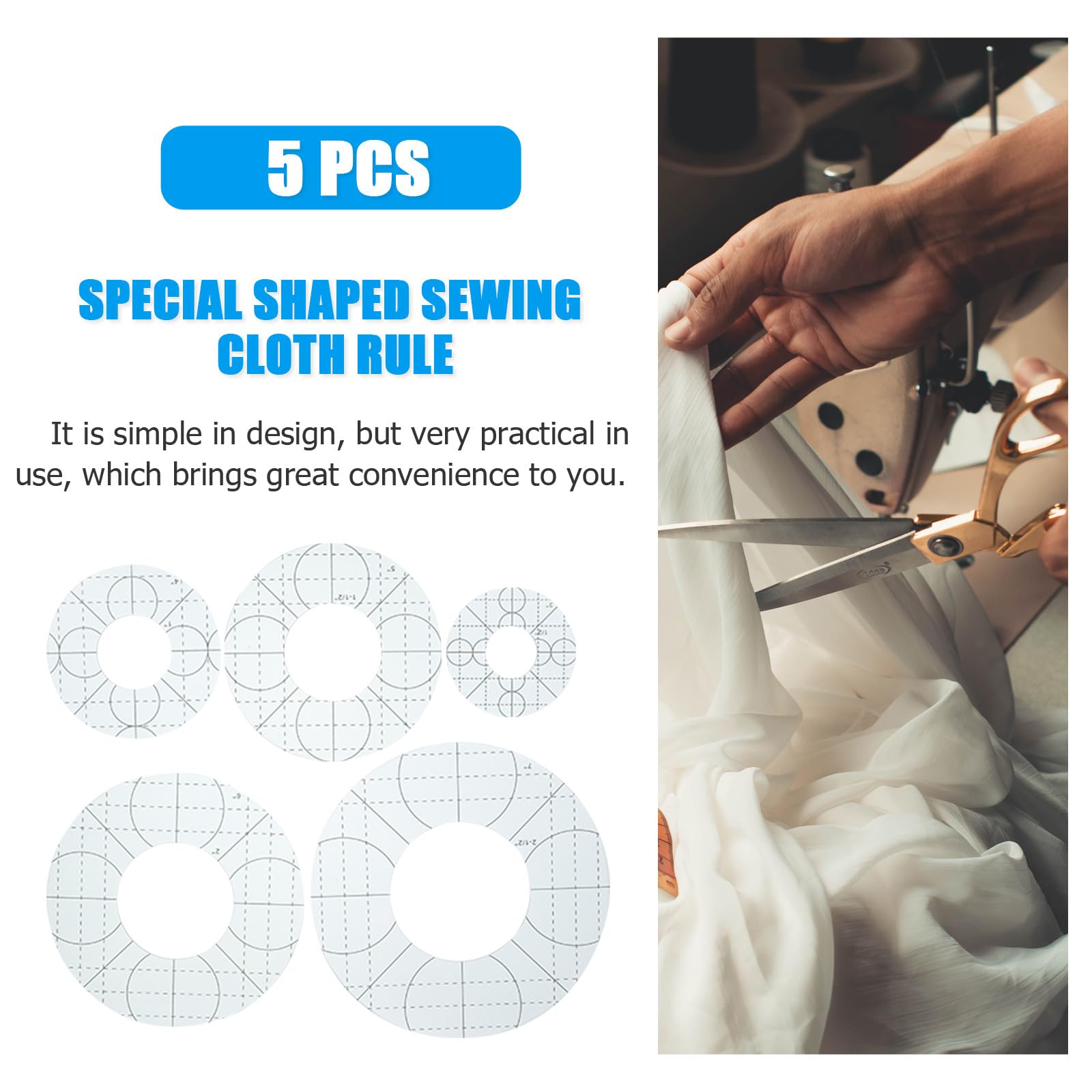 Regla de Acolchado Acrílica Transparente 5 Piezas para Patchwork y Costura Plantilla de Costura para Tela para Diseño y Corte de Ropa