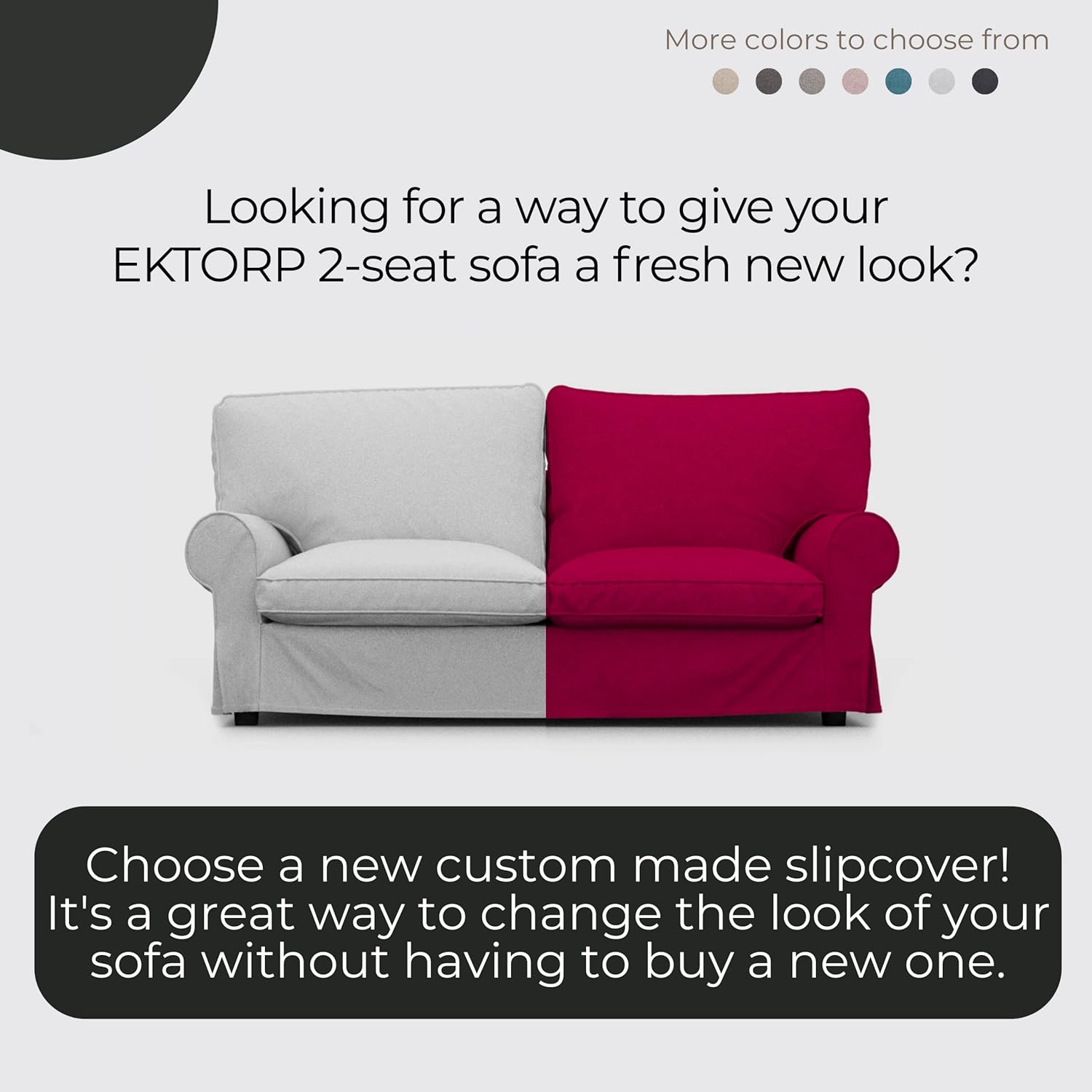 comfortly | Cover for Ektorp 2 Seat Sofa Couch, Replacement Slipcover, Heavy Duty 5 pcs Cover, Pets and Stain Proof Durable Nano-Tech Fabric, Easy to Clean & Replace (Cashmere Blends - Anthracite)