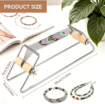 Adjustable Bead Loom, Metal Bead Loom Kit Stainless Steel Wide Beading Knitting Machine for Making Jewelry for Bracelets, Necklaces, Belts Making Beading Loom(Sliver)