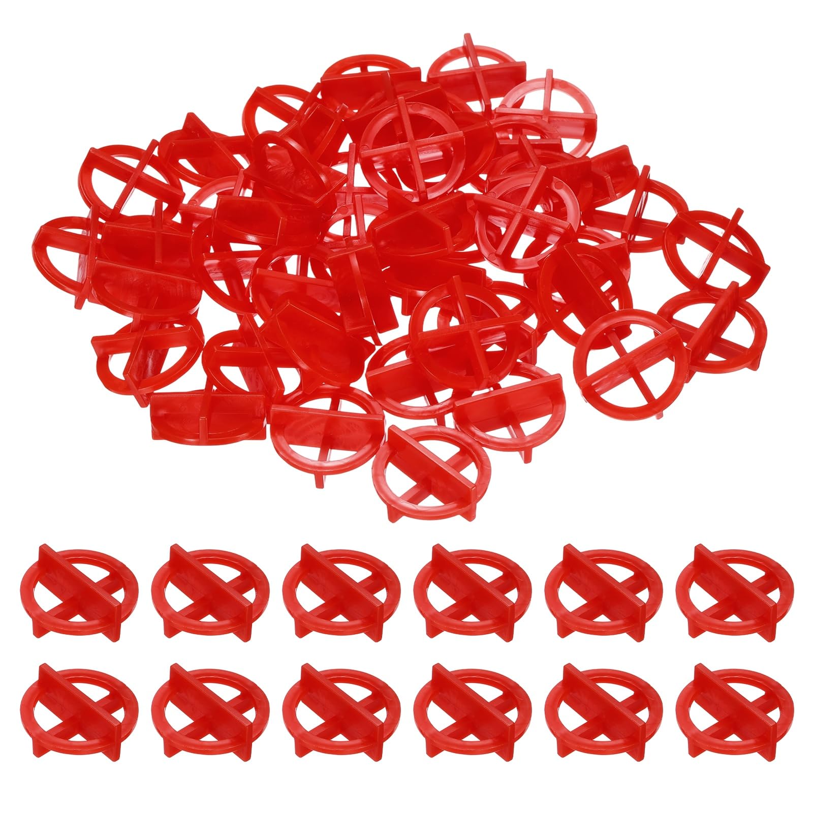 PATIKIL 5/64inch (2mm) Cross Removable Tile Spacers, 100 PCS Plastic Cross Leveling Clips Reusable Wall Floor Construction Tools for Various Type of Tile Leveling, Red