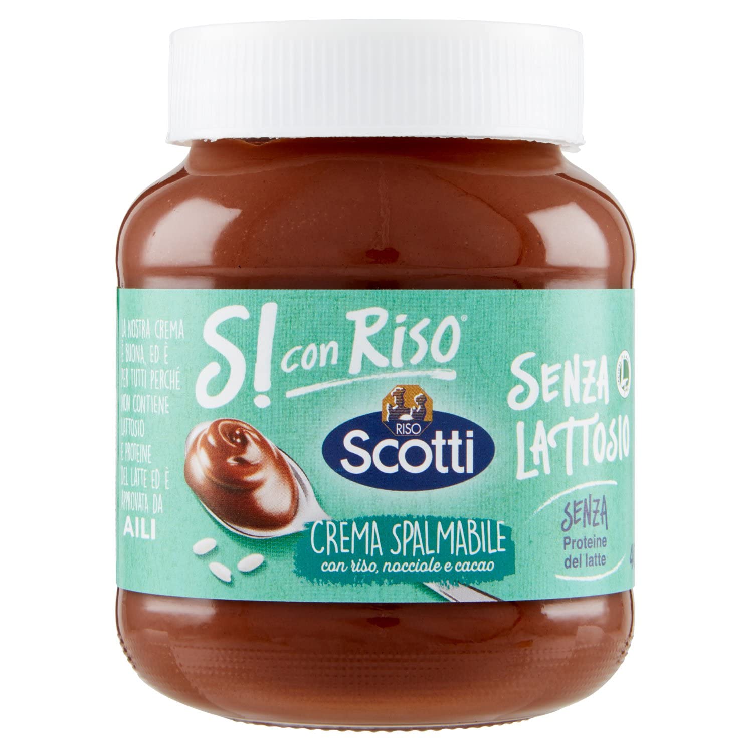 Riso ScottiIf with Rice, Stuffable Cream with Rice, Hazelnut and Cocoa, Hazelnut Cream without Milk, Glutine and Palm Oil, Milk Protein Free, 400 g