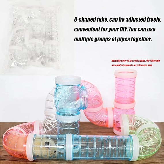 Tfwadmx Hamster Tube Toy DIY Assorted Small Cage Toys Pipe Tunnel Excercise for Rat Mouse Dwarf and Other Small Animals-White
