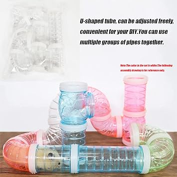 Tfwadmx Hamster Tube Toy DIY Assorted Small Cage Toys Pipe Tunnel Excercise for Rat Mouse Dwarf and Other Small Animals-White
