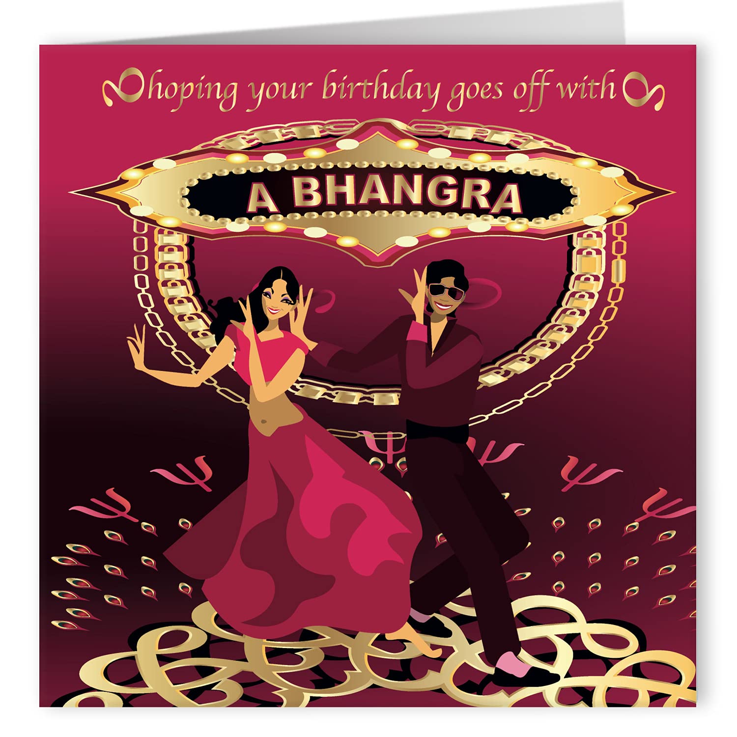 Cult Kitty Birthday Bhangra - Bollywood Birthday Card for Men - Thick, Premium Birthday Card for Women, Great Bollywood or Asian Card with Colourful Envelope