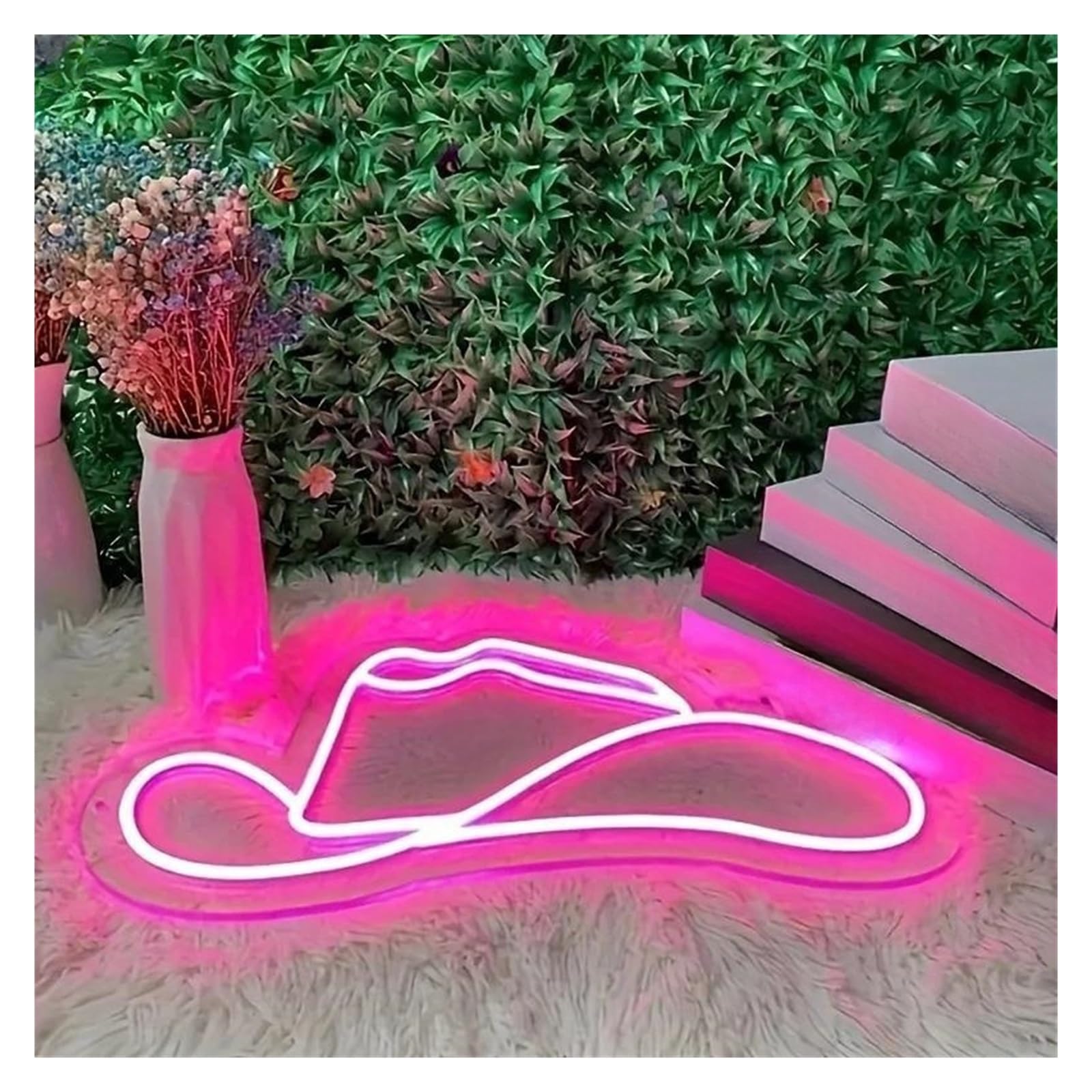 LEMST Sign Lamp Cowboy Hat Neon Sign USB Powered Creative Neon Light for Concert Music Tavern Decor 17.94cmx32.5cm(C)