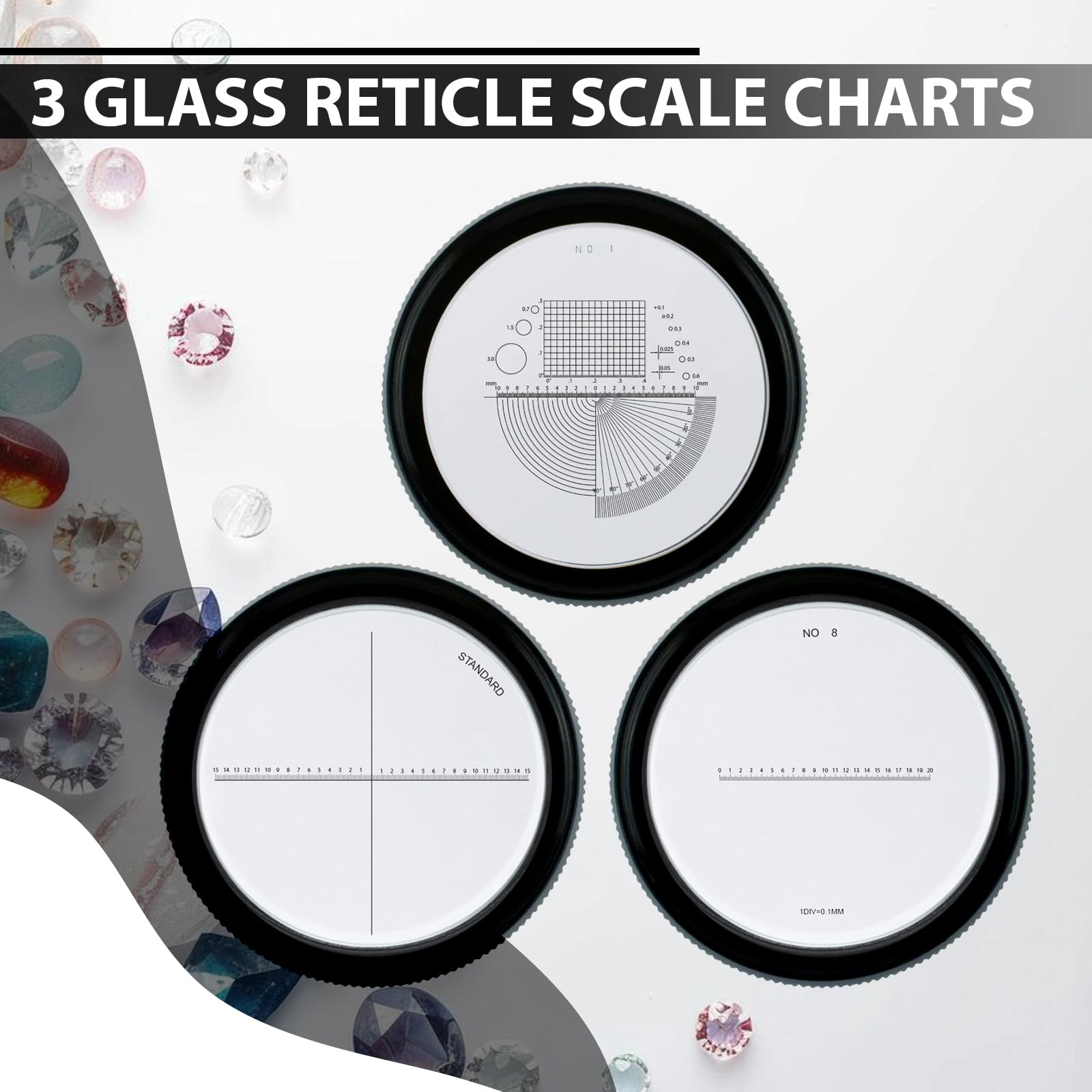 Jewelers - Lupa de Aumento de 10 aumentos con 6 Luces LED y 3 Lentes de Escala de Cristal, Lupa de Joyería de 25 mm de Campo de visión Iluminada para Joyas, Joyas, Monedas, Sellos, Relojes