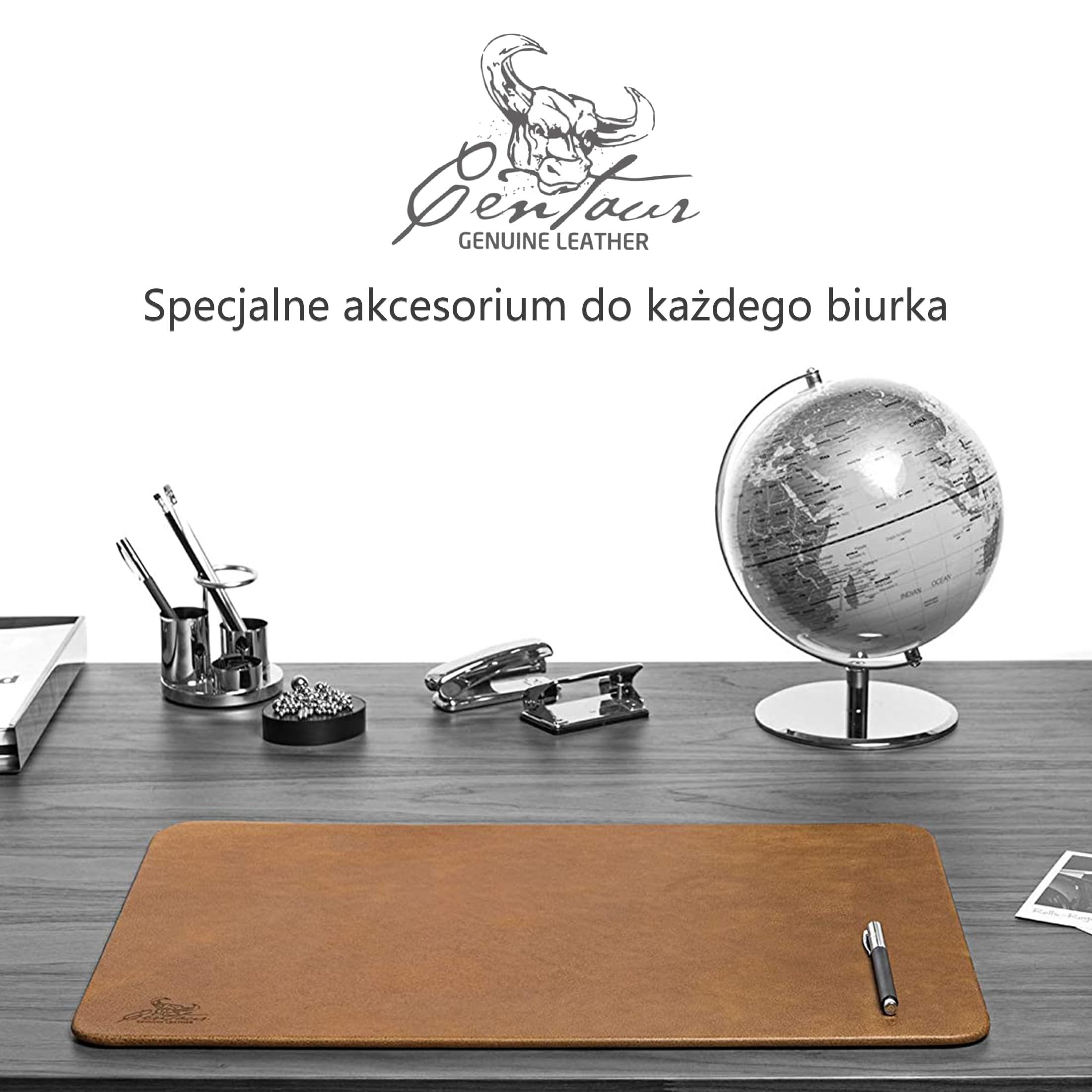 Centaur - Wysokiej jakości skórzana podkładka na biurko Koniak vintage 70 x 50 cm – Idealna do biura i domu – Łatwa w czyszczeniu – Ręcznie wykonana w Niemczech
