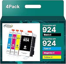 924 Multipack Cartridges Compatible for HP 924 924e for HP OfficeJet pro 8122e 8132e 8130e 8120e 8124e 8125e 8134e 8135e (924 Printer Cartridges, Black, Cyan, Yellow, Magenta, 4 Pack, Without