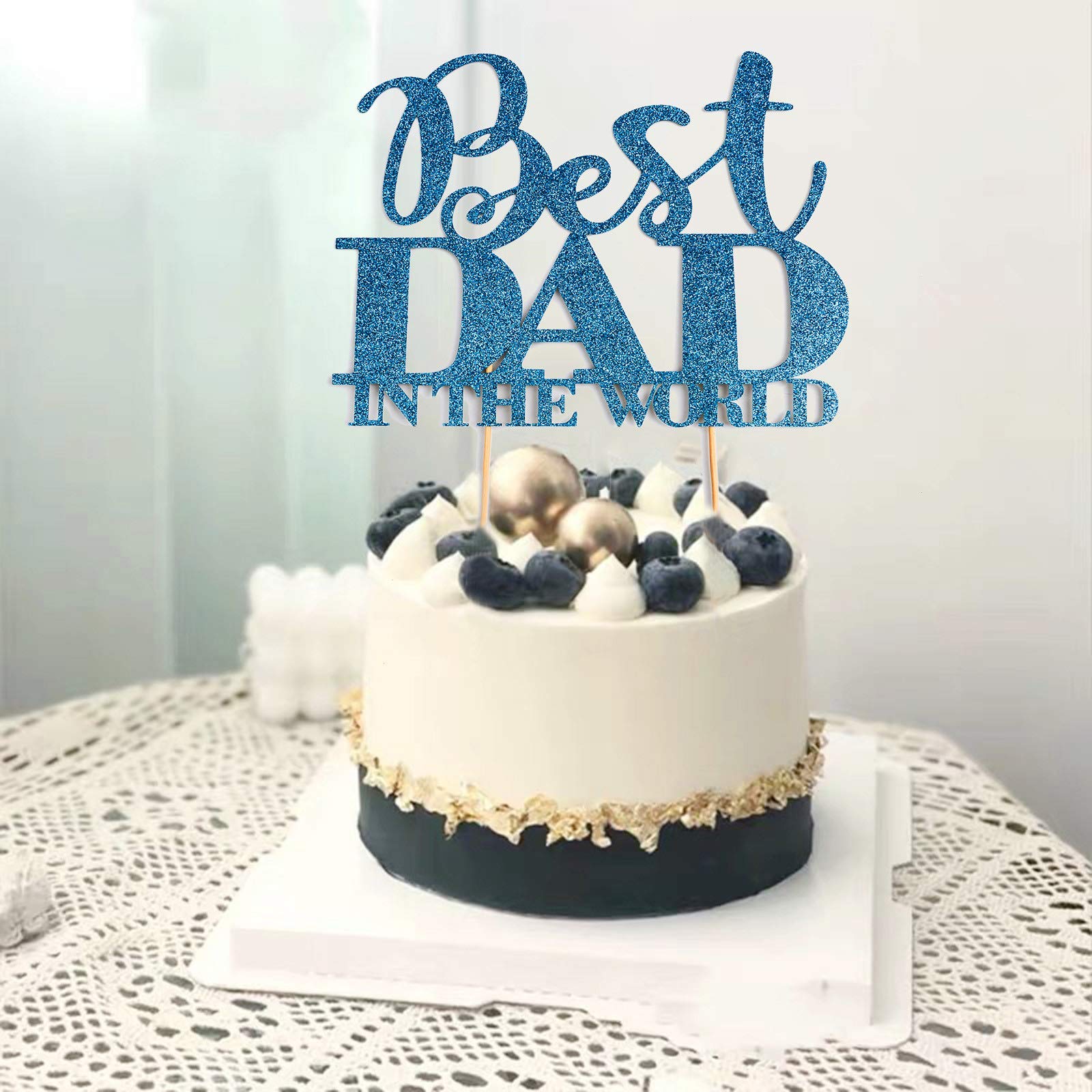 Amazon.com: Blue Best Dad in World Cake Topper for Celebrating Father's  Day,Super Dad Cake Topper for Father's Birthday : Grocery & Gourmet Food