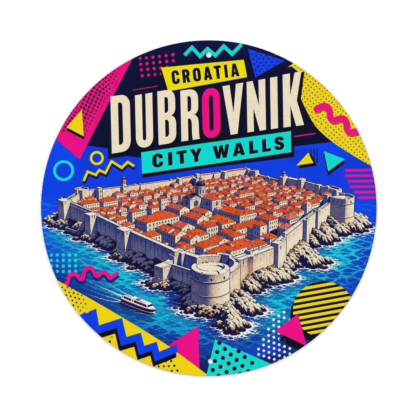 Dubrovnik City Croatian Color Block Heritage Travel Metal Tin Sign