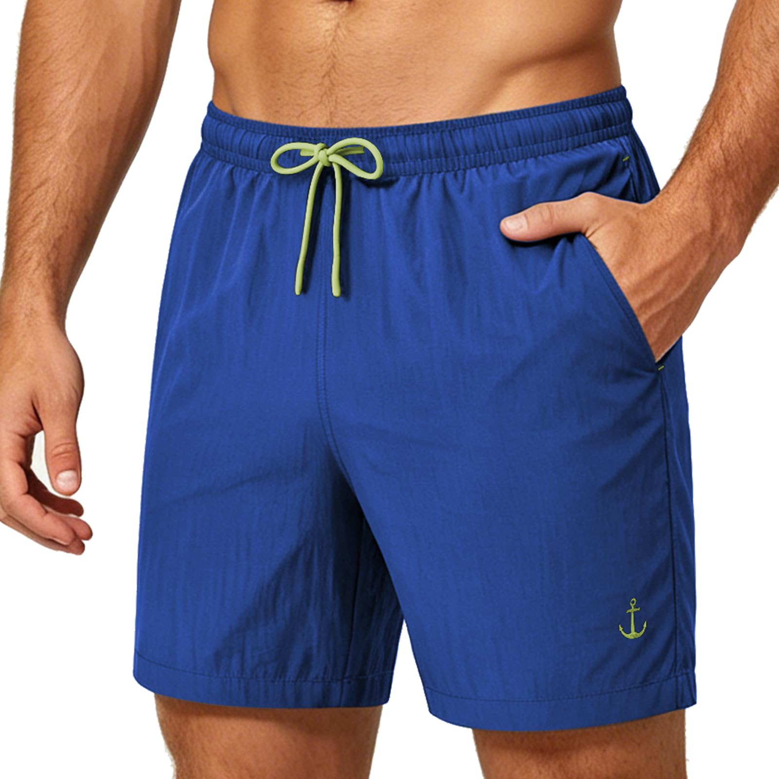 Zoofly Bañador corto de nailon para hombre, cintura elástica, pantalones cortos de baño para hombre, pantalones deportivos con forro de malla