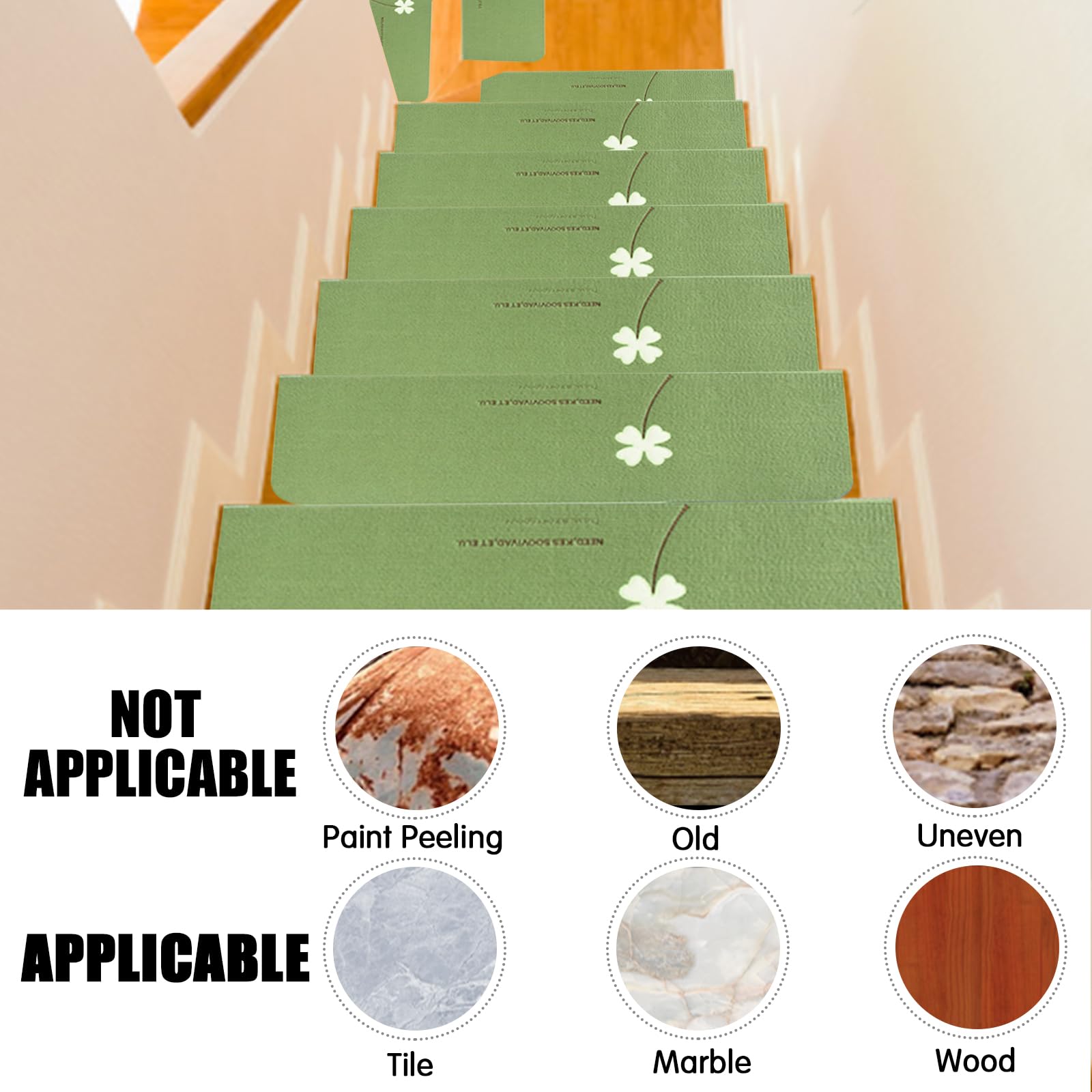 15 Pcs Alfombra de Escalera,Alfombrilla Autoadhesiva de Escalera,Interior Alfombrillas de Escalera,Antideslizante,Proteger,para familias con niños,Personas Mayores y Mascotas.