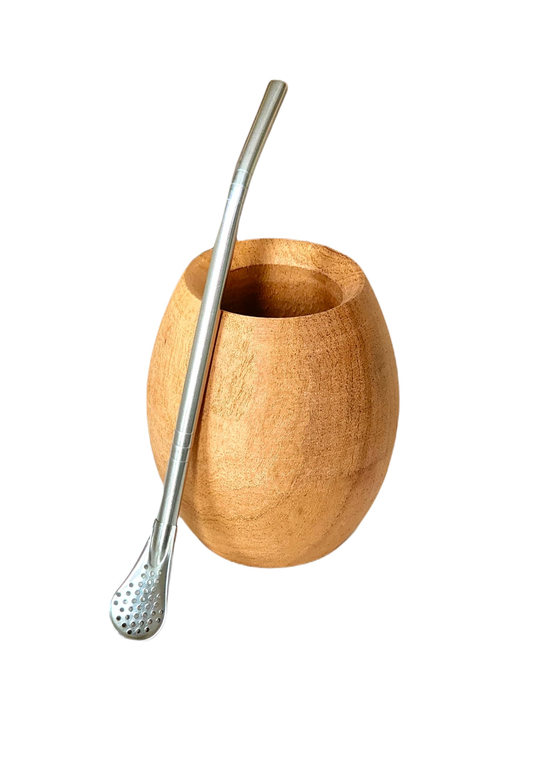 Vaso Mate Bombo Argentino Premium, Hecho de Madera de Algarrobo Natural, Tallado a Mano por Artesanos Argentinos, Calabaza de Yerba Mate Artesanal