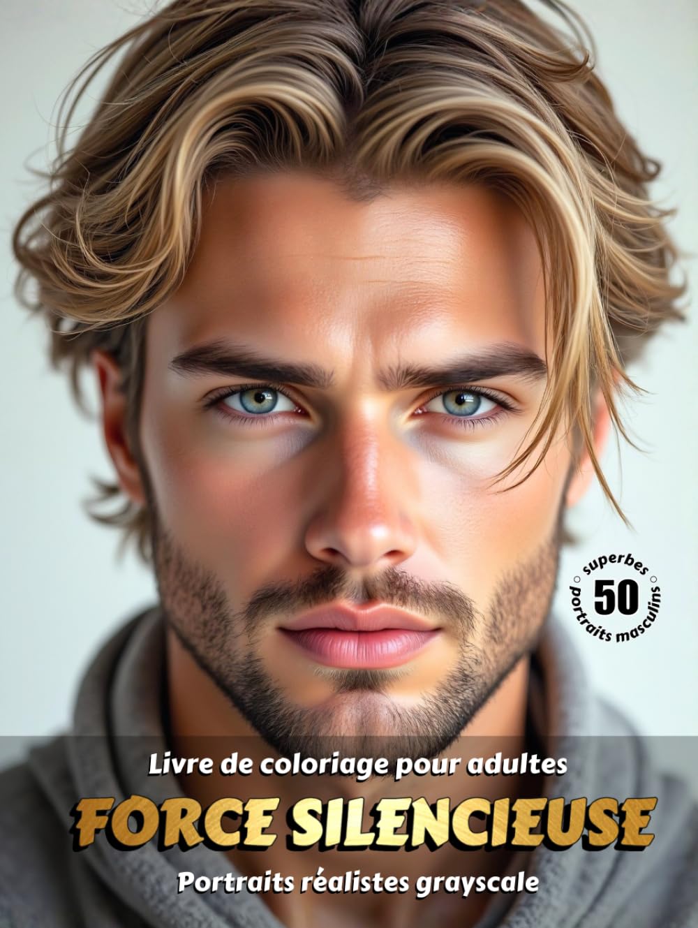 FORCE SILENCIEUSE – Livre de Coloriage pour Adultes | Portraits Masculins Réalistes en Niveaux de Gris | pour la Détente, la Créativité Consciente: Édition française (Aventures colorées)