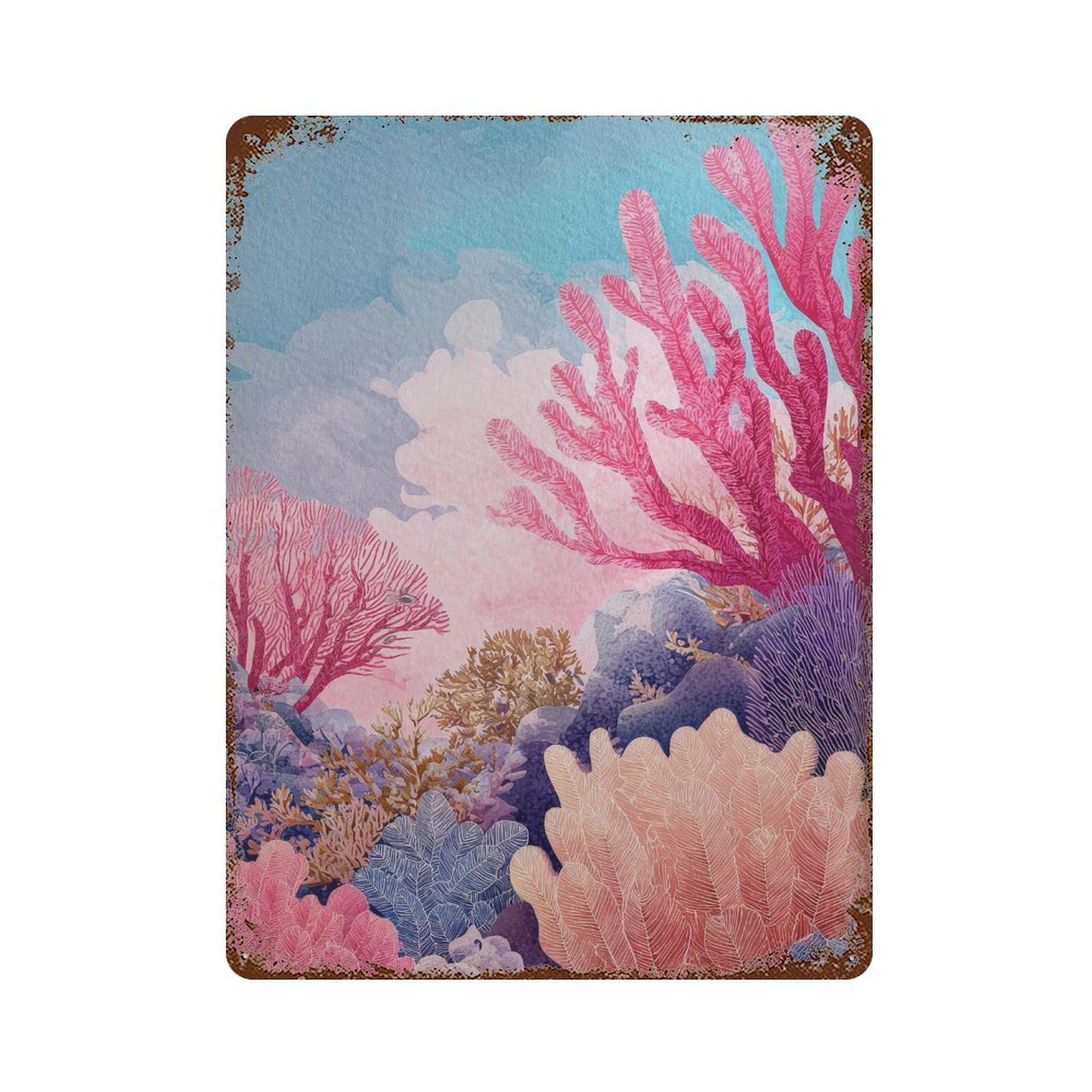 xiaoxiaoshen Coral Reef. Watercolor Nature Wall Decor Art Metal Tin Poster Modern Home Decor Art Home Bar Shop Decorations Vintage Sign 40x30cm