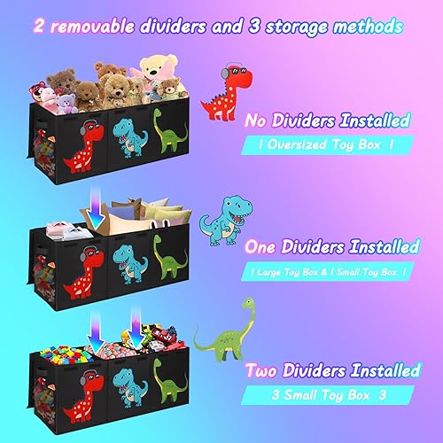 Miniatura 6 de Mabahoo Caja de juguetes extragrande, organizador de almacenamiento de juguetes plegable, cofre de juguetes con bonito patrón para niños pequeños,