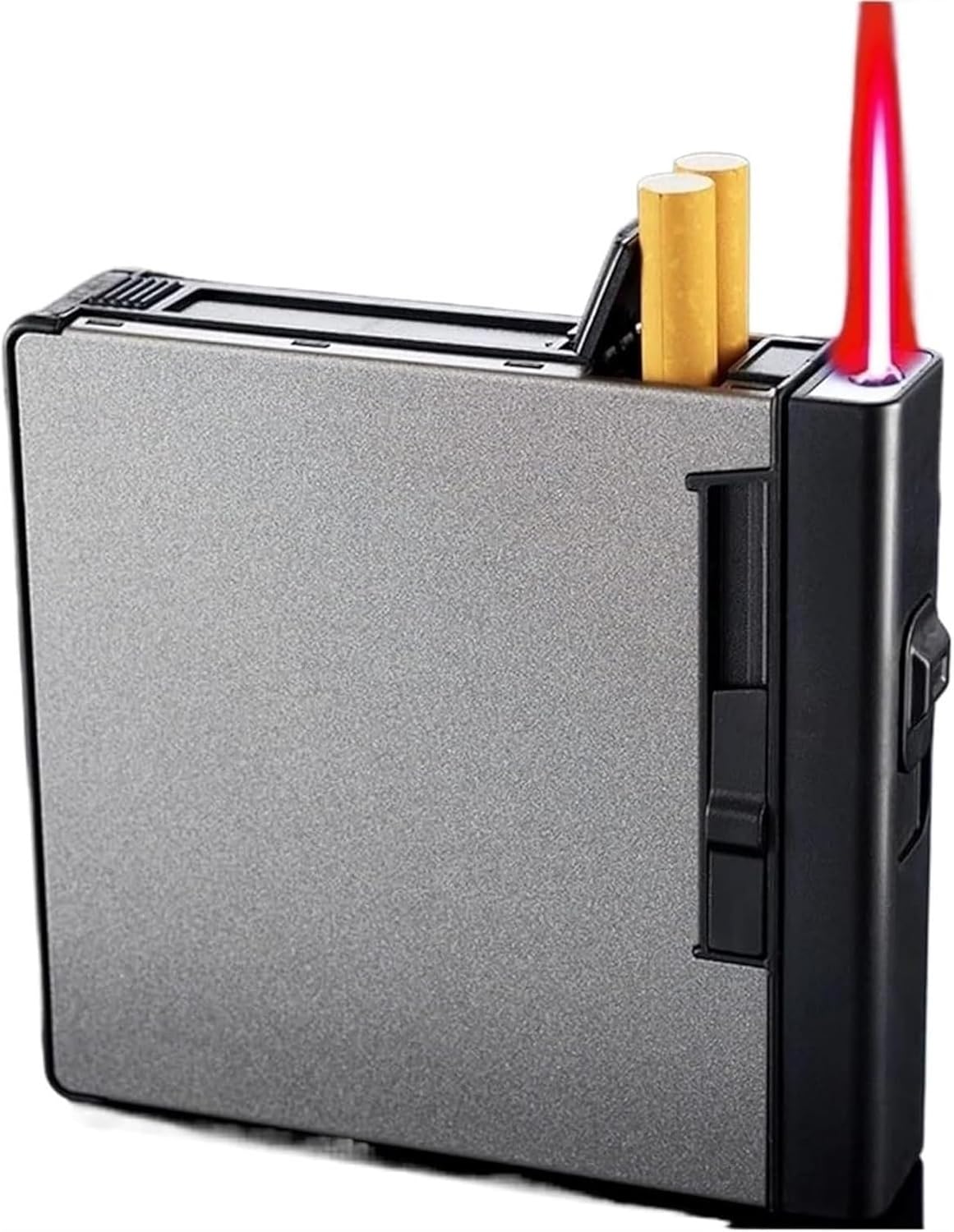 2 in 1 Cigarette Case Butane Lighter, Cigarettes Box Automatic Ejection Holder for 20pcs 84MM