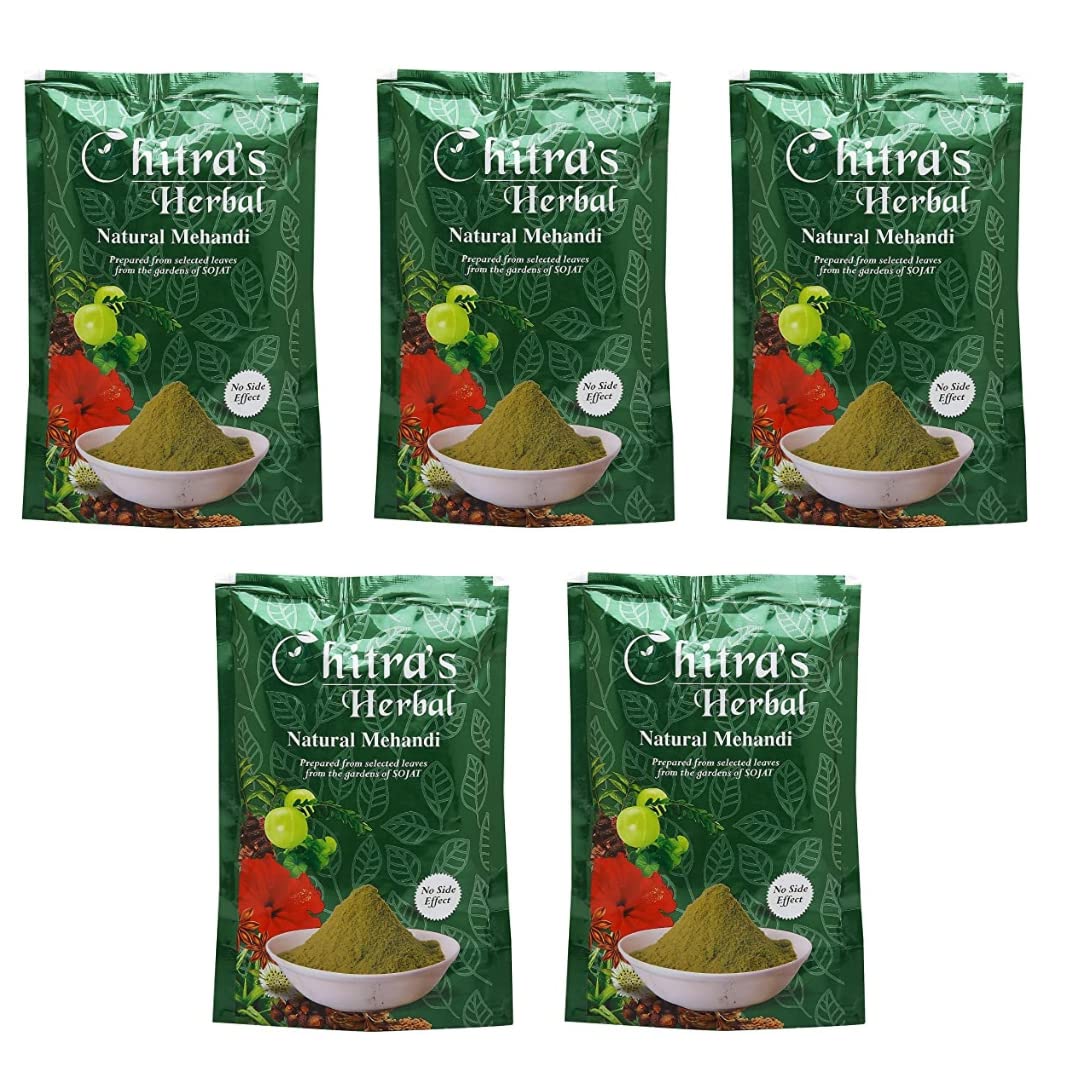 Chitra's Herbal Natural Mehndi Powder, 100% Pure Henna Powder for Hair, Mehndi Powder for hair Colour and Growth - 150 Gram Each (Pack of 5)-picture-38