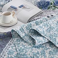 Vista 7 de DDUOXIN Colcha floral Queen de 102 x 120 pulgadas, edredón reversible de gran tamaño 100% algodón con 2 fundas de almohada, cubrecamas de granja