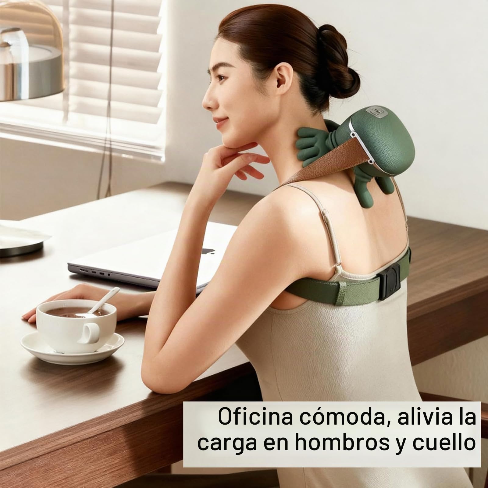 Masajeador De Cuello Y Hombros 15x11x6,5 Cm Masajeador De Hombros Con Calor Masajead-or Cuello Y Cervicales Aliv-io De Tensiones Musculares Recargable Con 2 Modos De Calor Para Viajes Descanso