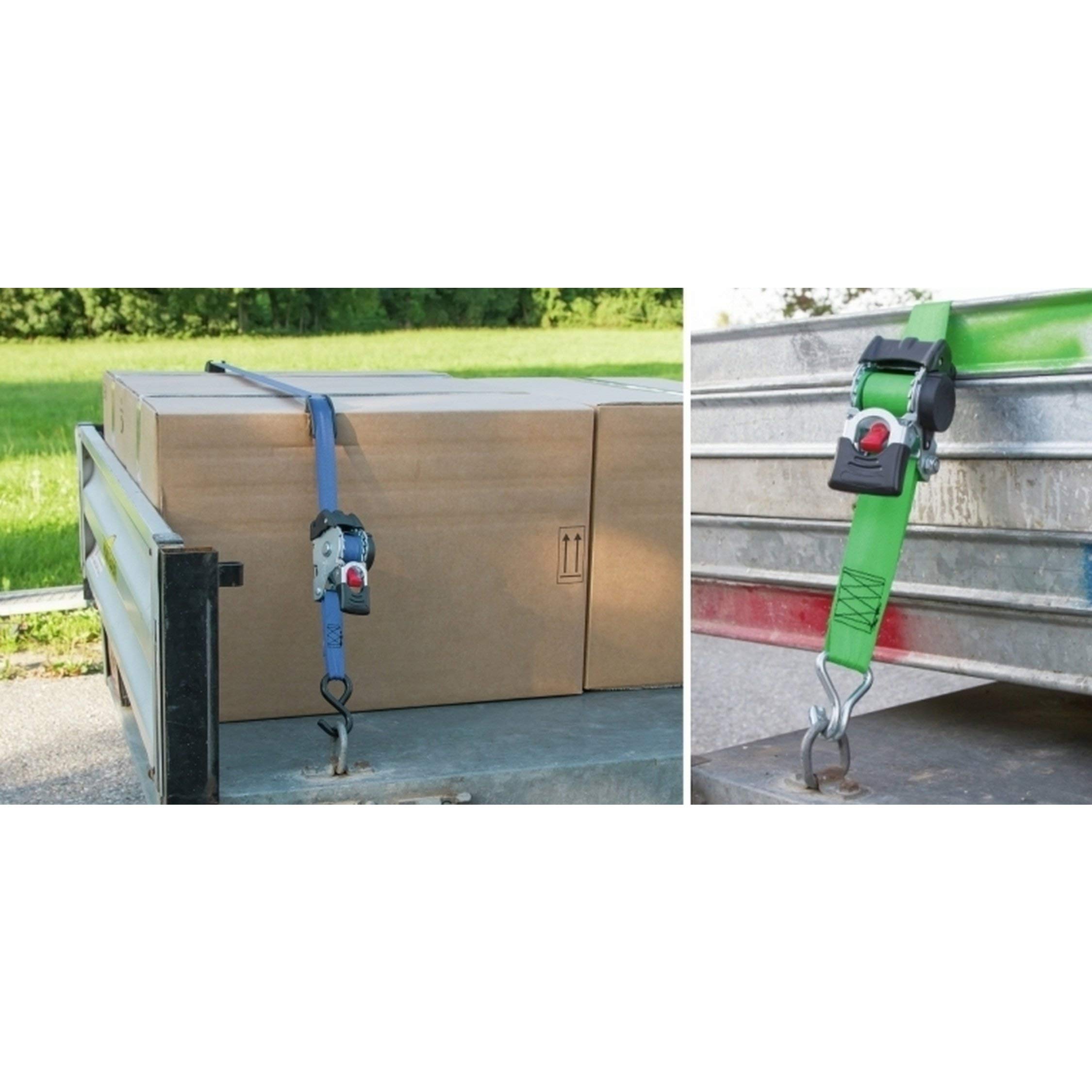 Cinghia di fissaggio automatica con funzione di riavvolgitor, + gancio a S, 3m, 25mm, 600kg