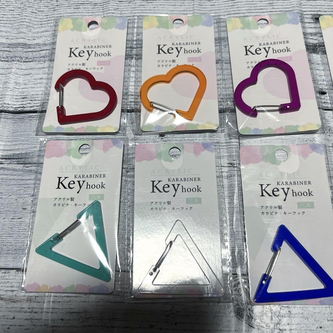 Amazon.co.jp: seria アクリル製カラビナ キーフック ハート 三角 8個