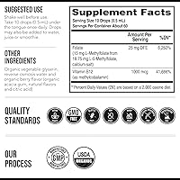 Vista 6 de L Metilfolato 15mg Plus Metil B12 Cofactor – Sabor a Bayas Orgánico, Alta Potencia Líquida Sublingual Forma Activa 5-MTHF - Apoya el Estado