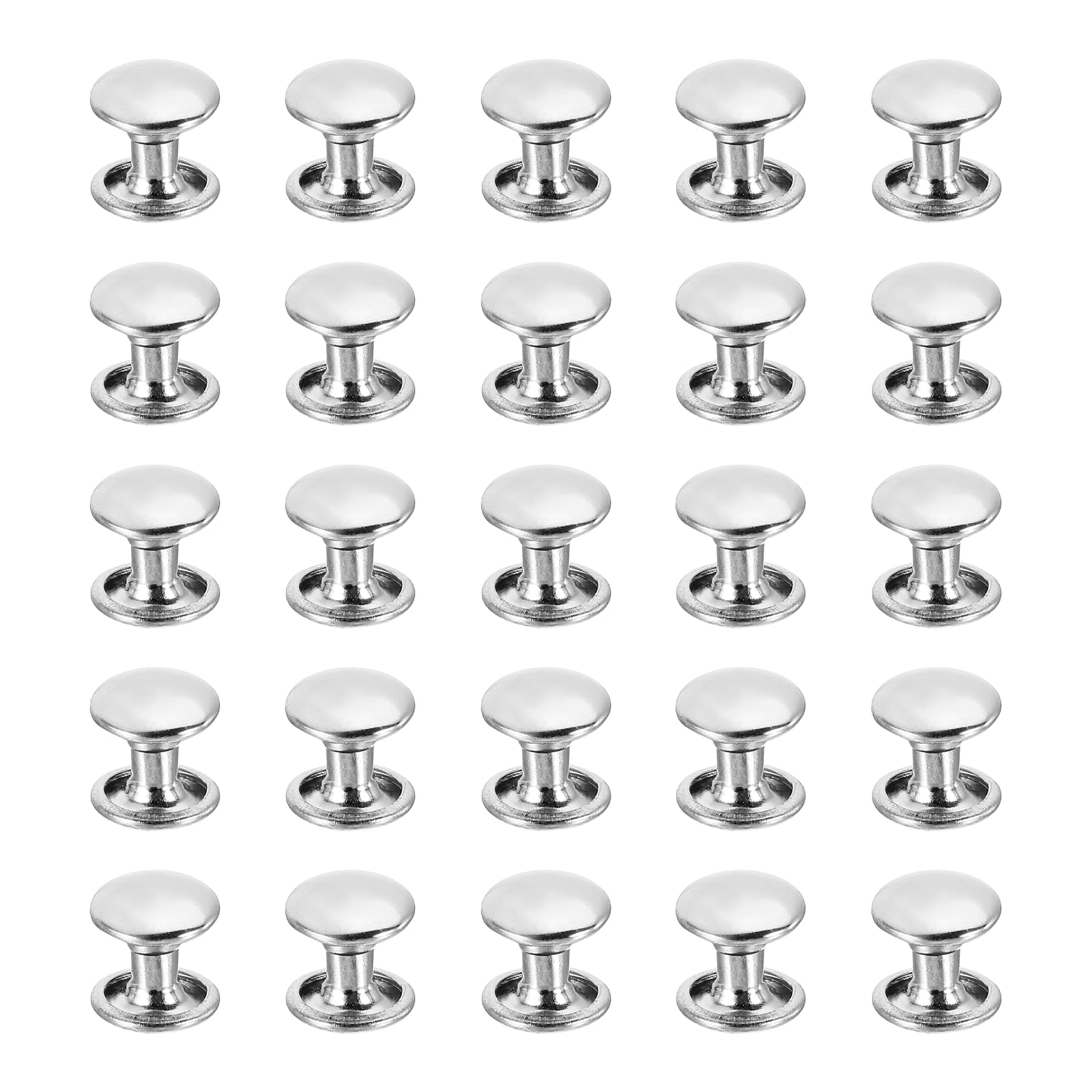 PATIKIL Leather Rivets, 160Sets Carbon Steel Double Cap Rivet Kits Craft Replacement Accessories for Handbags Belts Clothes Shoes, Silver (8 x 8 Mm)