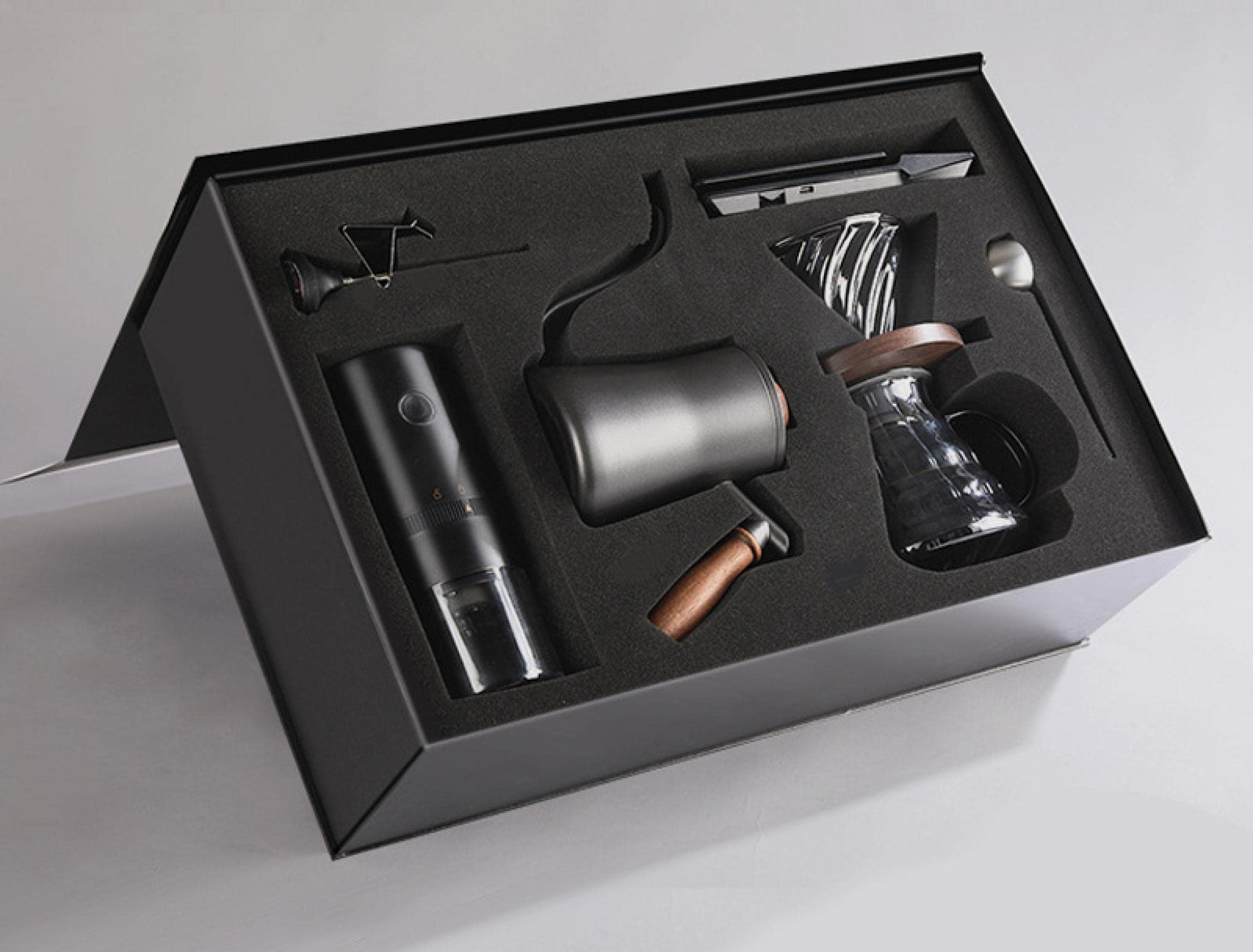 ومن ناحية صانع القهوة هدية مربع مجموعة طحن الفول المنزلية جنبا إلى جنب تصفية كأس وعاء القهوة المشتركة أواني الطبخ وعاء القهوة 8قطعةهديةمربع(بمافيذلكحقيبةيد)