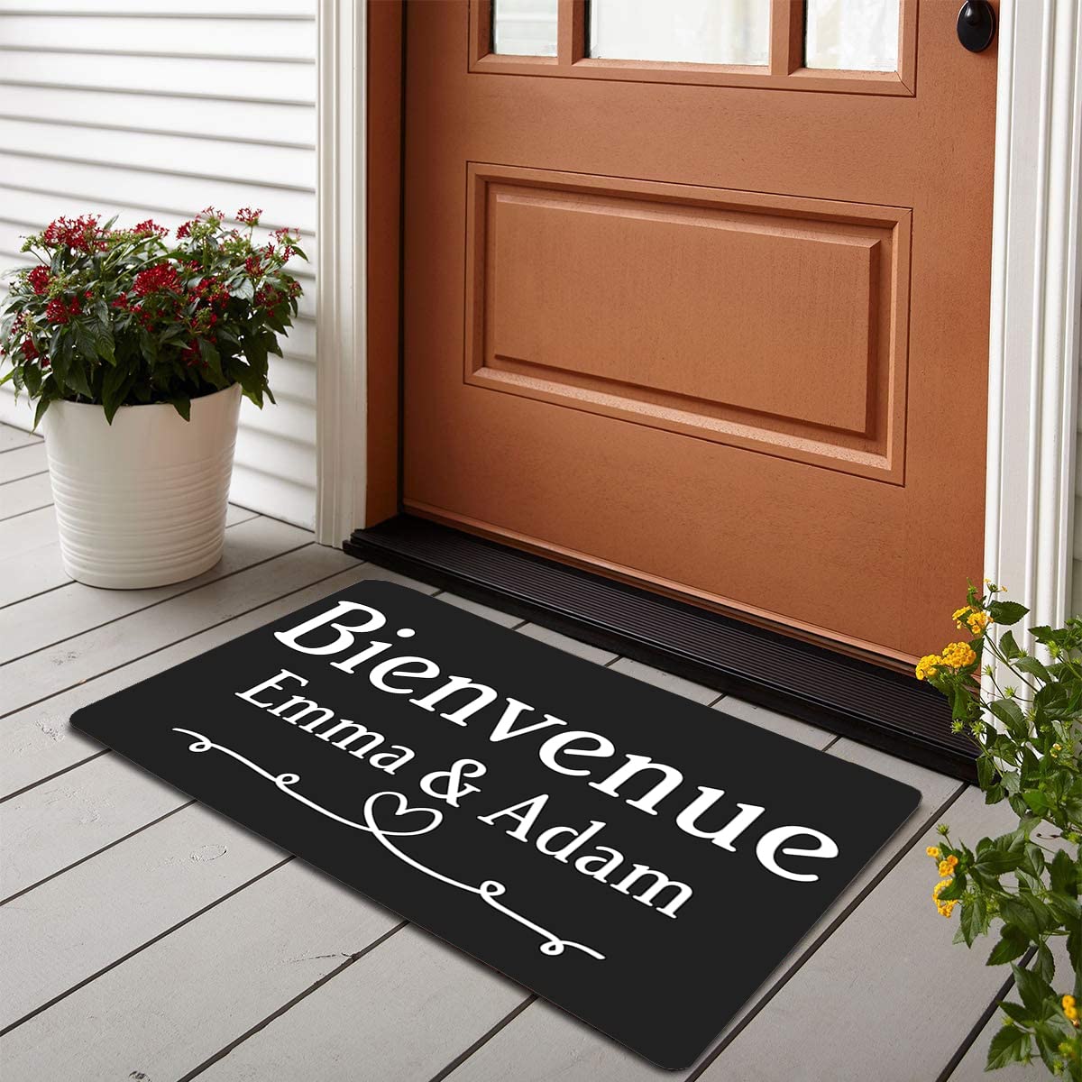 Paillasson Motif Bois 'Bienvenue' - Pour Intérieur Et Extérieur | Antidérapant Et Personnalisable
