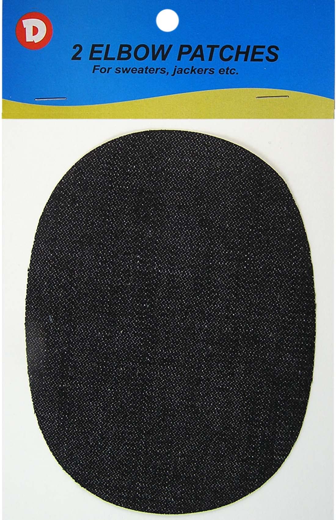 No-Sew Iron-on Black Denim Oval Elbow Knee Repair Decorative Patches 2 per Pack