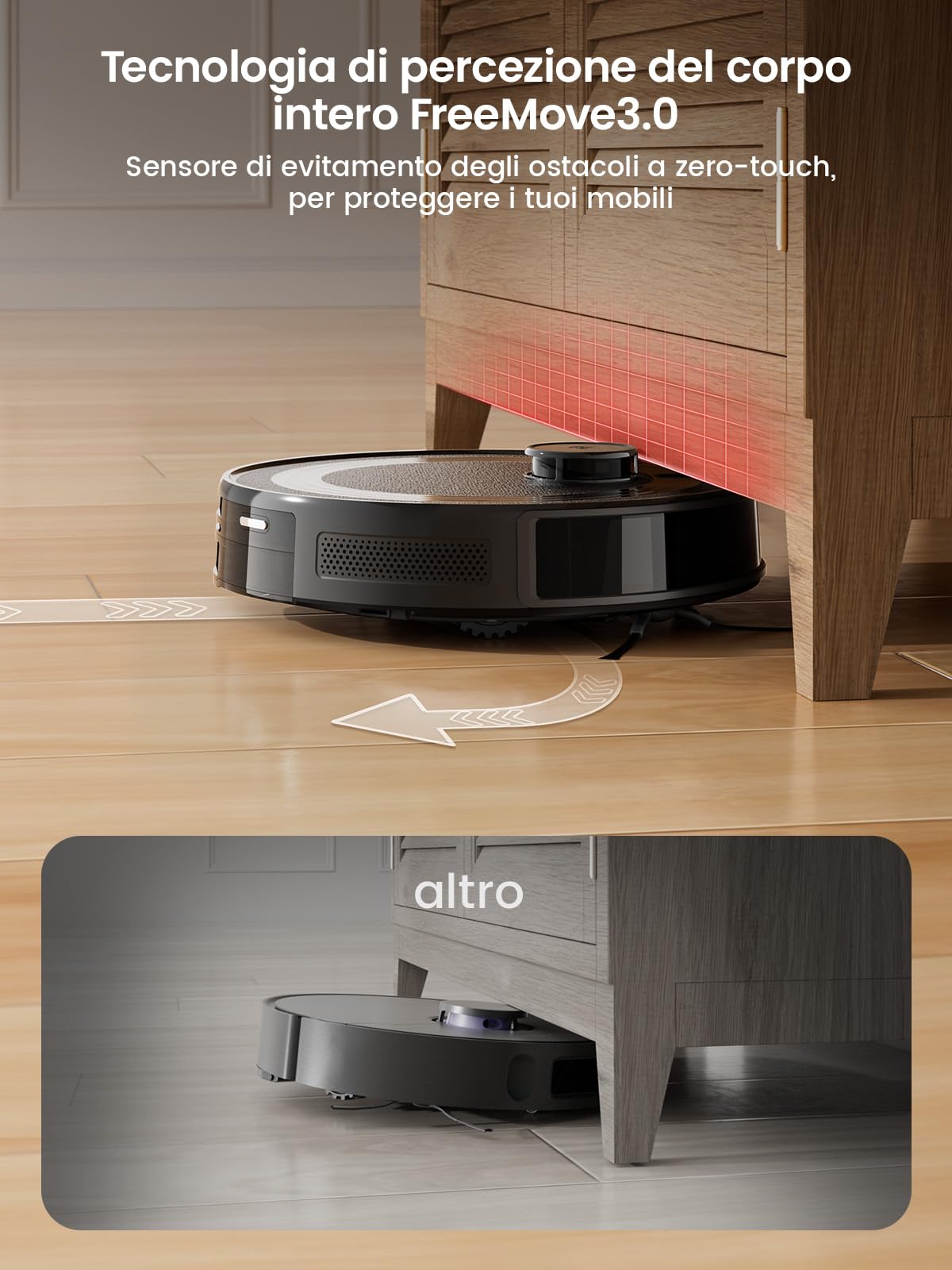 LEFANT M2 Robot Aspirapolvere Lavapavimenti con Mappatura Laser dToF 2 in 1, 6000Pa, Navigazione Intelligente PSD Anti-Ostacoli, 140 Min,Controllo APP/Alexa, Ideale per Peli Animali，Nero