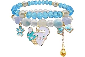 Cinnamoroll Cute Crystal Pearl Bracelet with Anime Elastic Stretch Beads