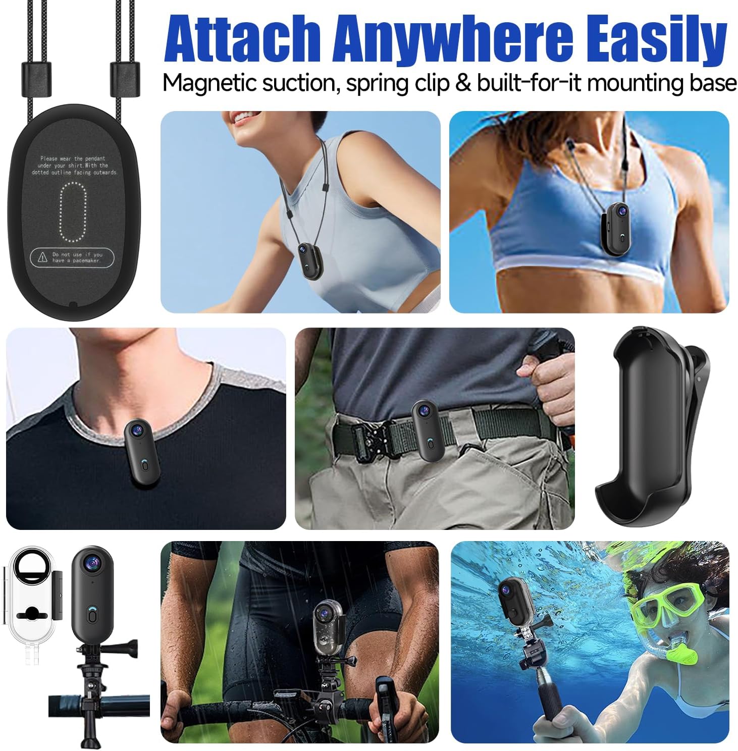 4K WIFI POV Camera 64GB, Thumb Size Mini Bodycam, Waterproof Magenetic Wearable Hand-free Portable Sports Action Cameras, Snapcam Mount Anywhere for Cycling, Skiing, Swimming, Walking,Black - Image 4