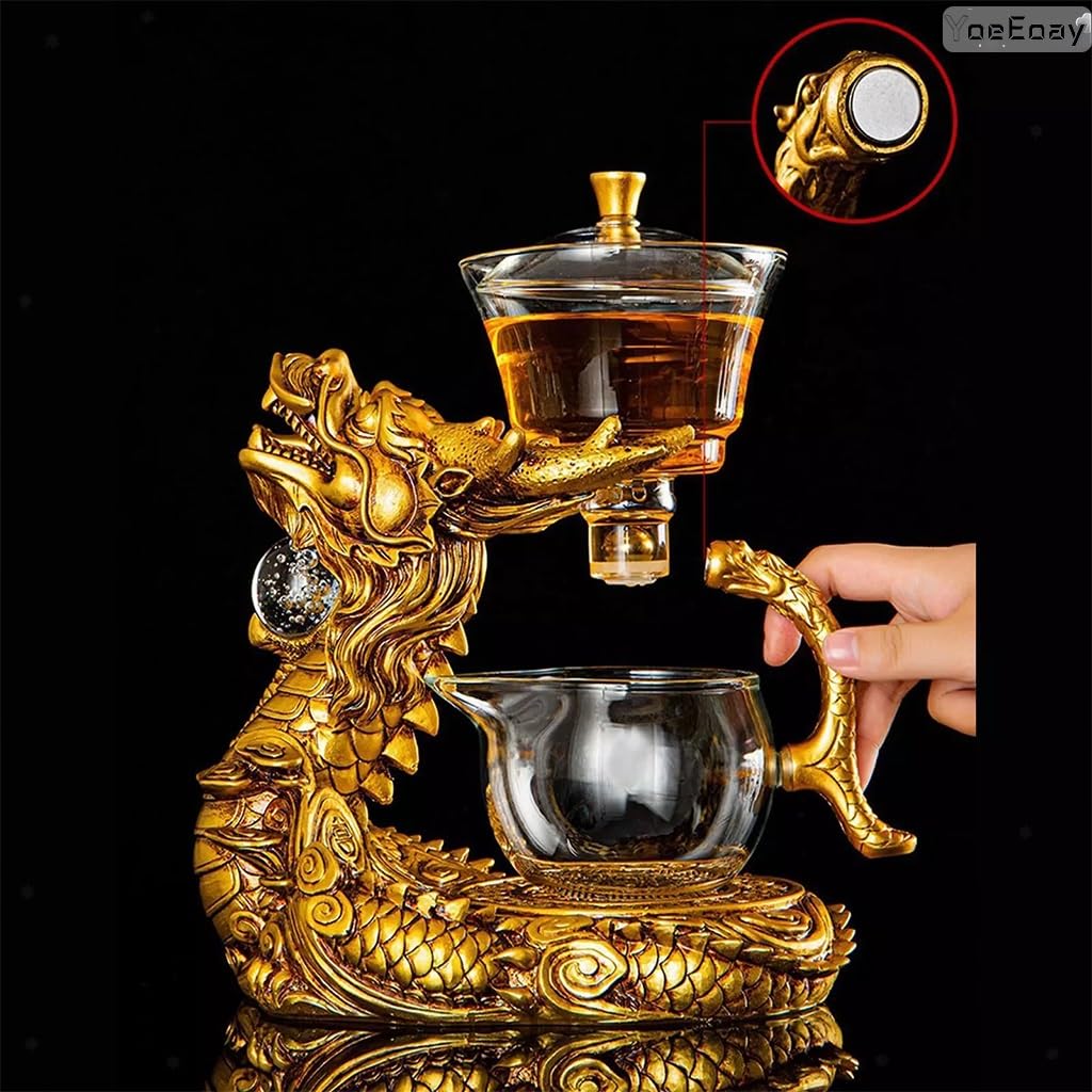 Kung Fu Glas Tee Set Halbautomatisches Teeset Magnetische Teekanne Faul Tropf Kung Fu Tee Set Kung Fu Teekanne- Tee Geschenke Für Männer(Kung-Fu-Teekanne)