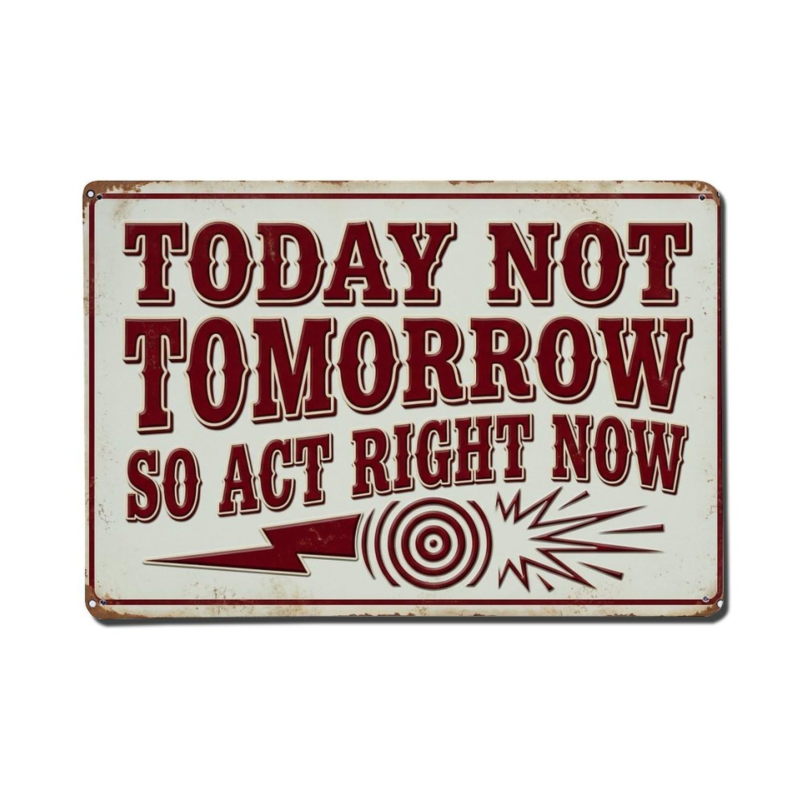 Act Now Win Office Retro Motivational Slogans Vintage Metal Tin Sign Plaque Wall Decor for Cafe, Club, Garden Metal Poster 8x12Inch