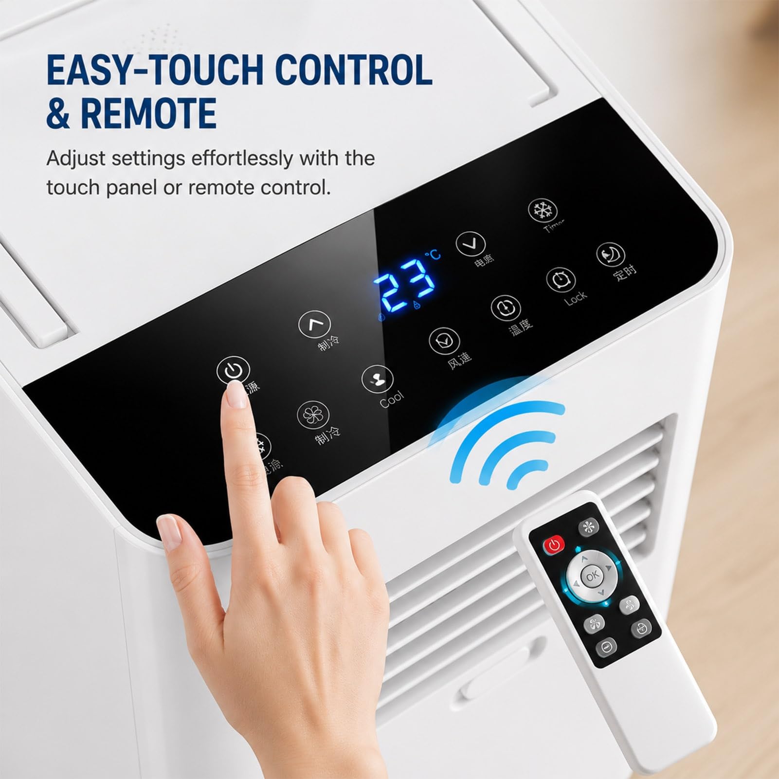 Aire Acondicionado Portatil, Refrigeración, Ventilador y Deshumidificación | Air Conditioner Silencioso con Tubo Exterior 24h Timer para Dormitorios, Oficinas y Salones, No Necesita Agregar Agua