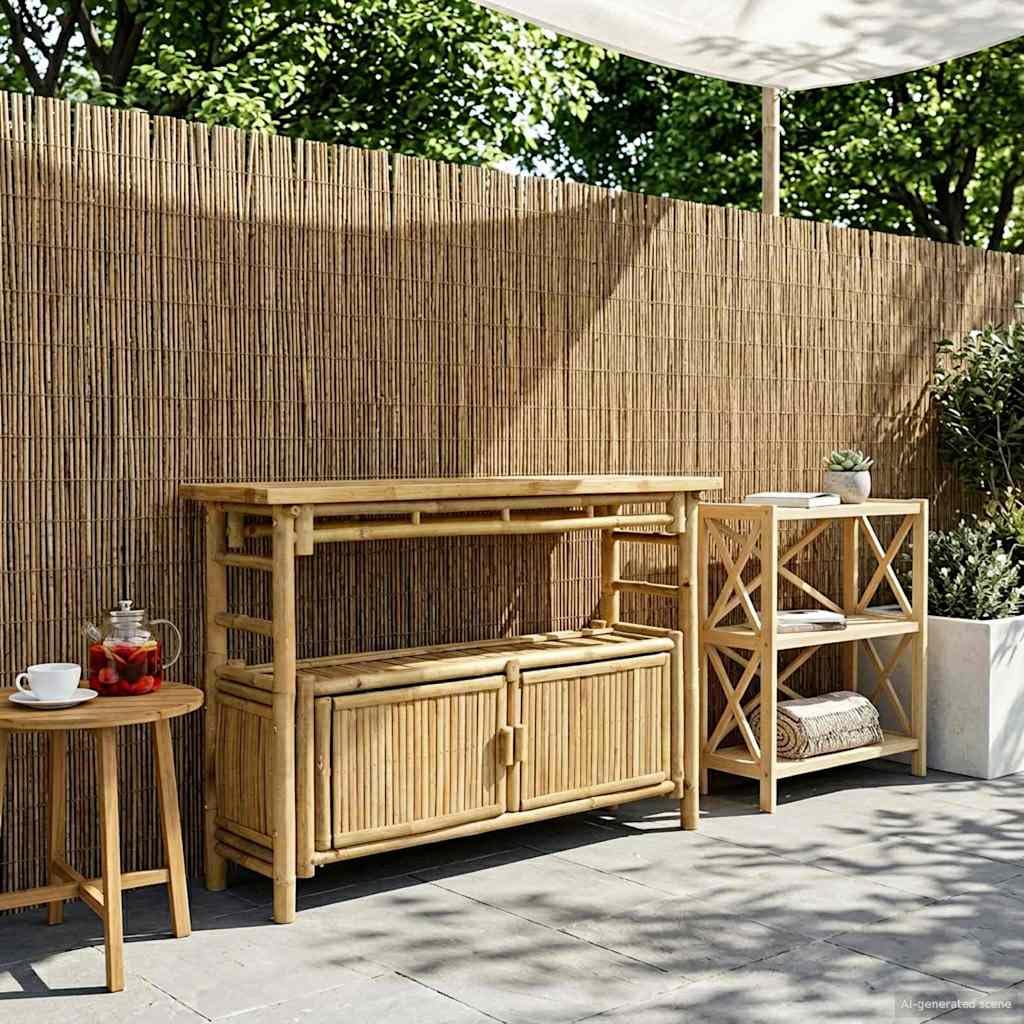 vidaXL Mesa Consola con Estante Natural 110 x 35 x 75 cm Bambú, Mesa de Entrada Moderna, Mueble de bambú para almacenar, Piezas de Acento en decoración contemporánea