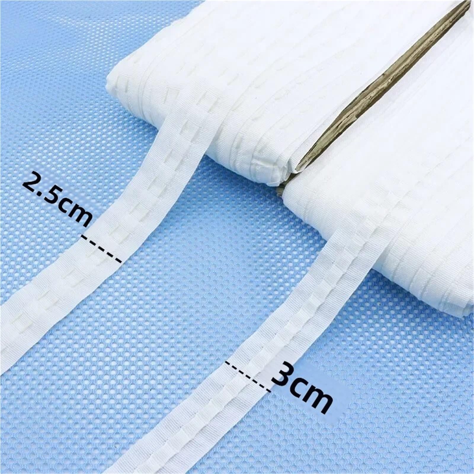 Rufflette pour Rideaux Bande plissée for Rideau supérieur à œillets Blancs, Accessoires for Tringle Poche(30mm Width,26 Meters)