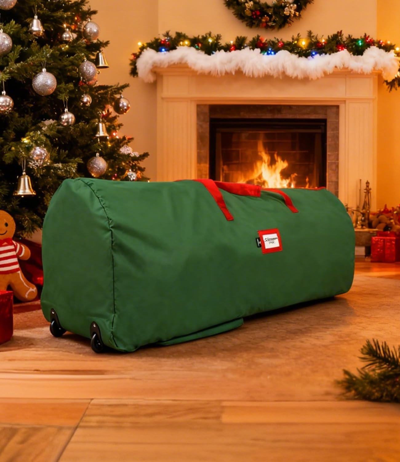 Borsa per Albero di Natale con Ruote, Sacca per Albero di Natale in Tessuto Oxford 600D Impermeabile, Verde Christmas Tree Storage Bag con Cerniera e Manici, Fino a 240 cm