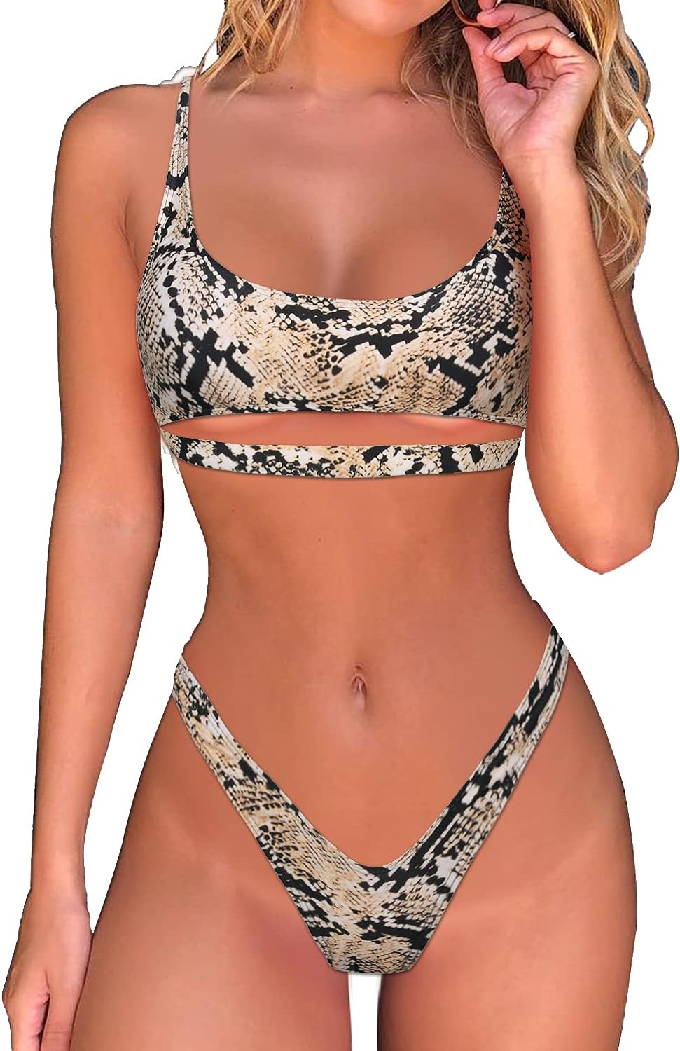 Byoauo Sexy Bikini for Women Cutout Underboob Top with High Cut Cheeky Bottom Bathing Suit