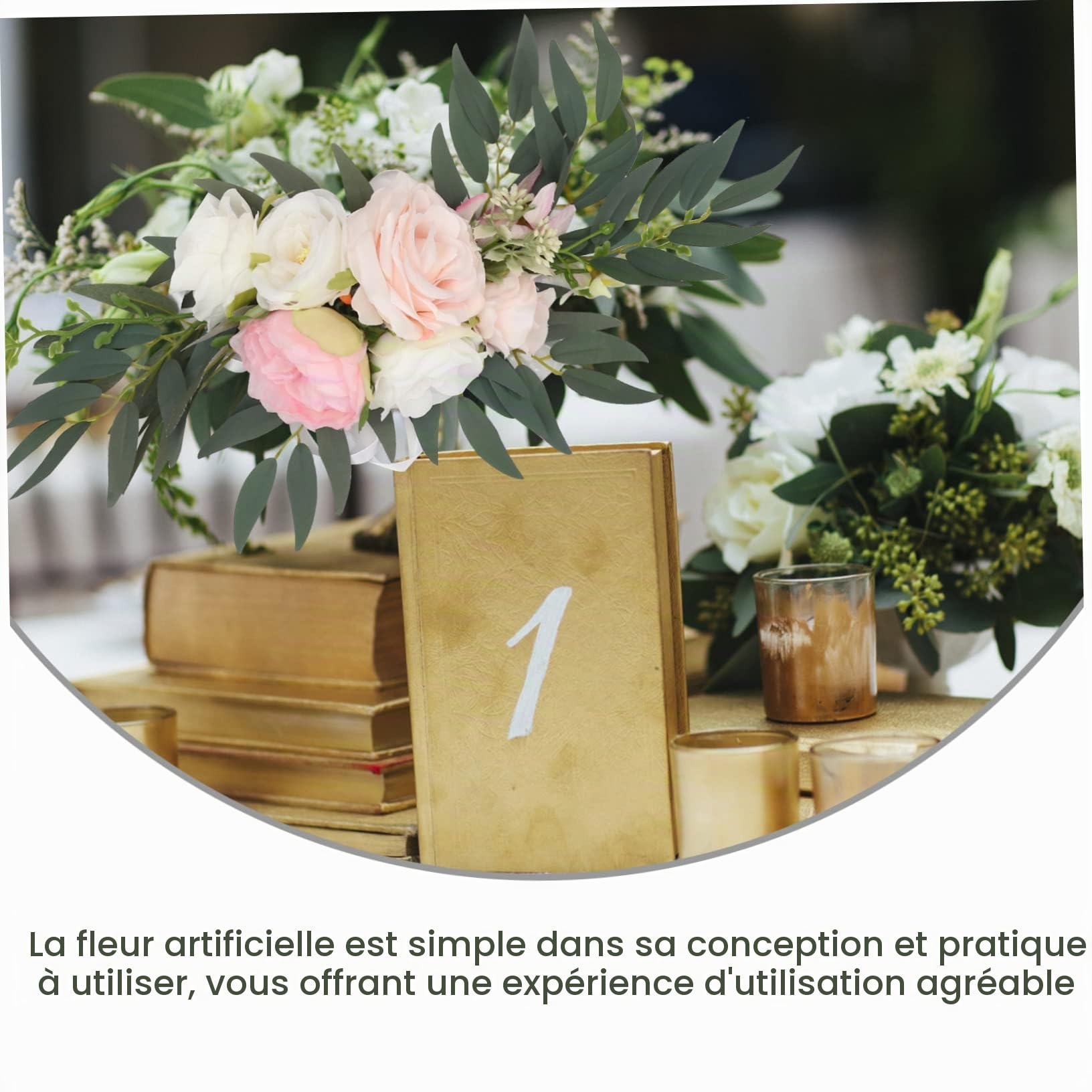 PRETYZOOM Arc De Mariage Fleurs Artificielles Swag Décoration Cérémonie Signe De Bienvenue Ensemble 2 Pièces 17.72X6.10X1.97 in pour Fête Mariage Maison