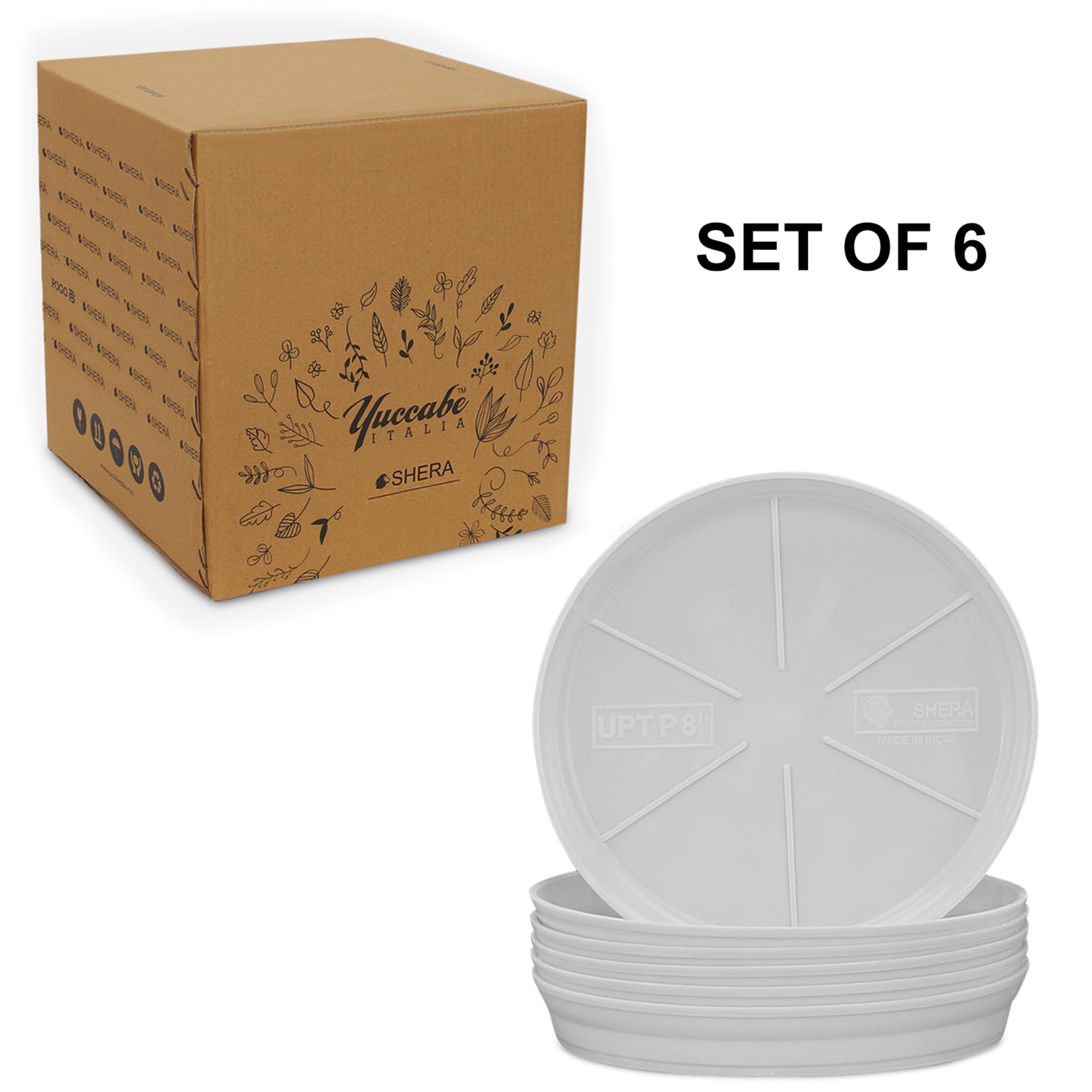 Yuccabe Italia Shera Planter Under Plates - 6 Pack -6