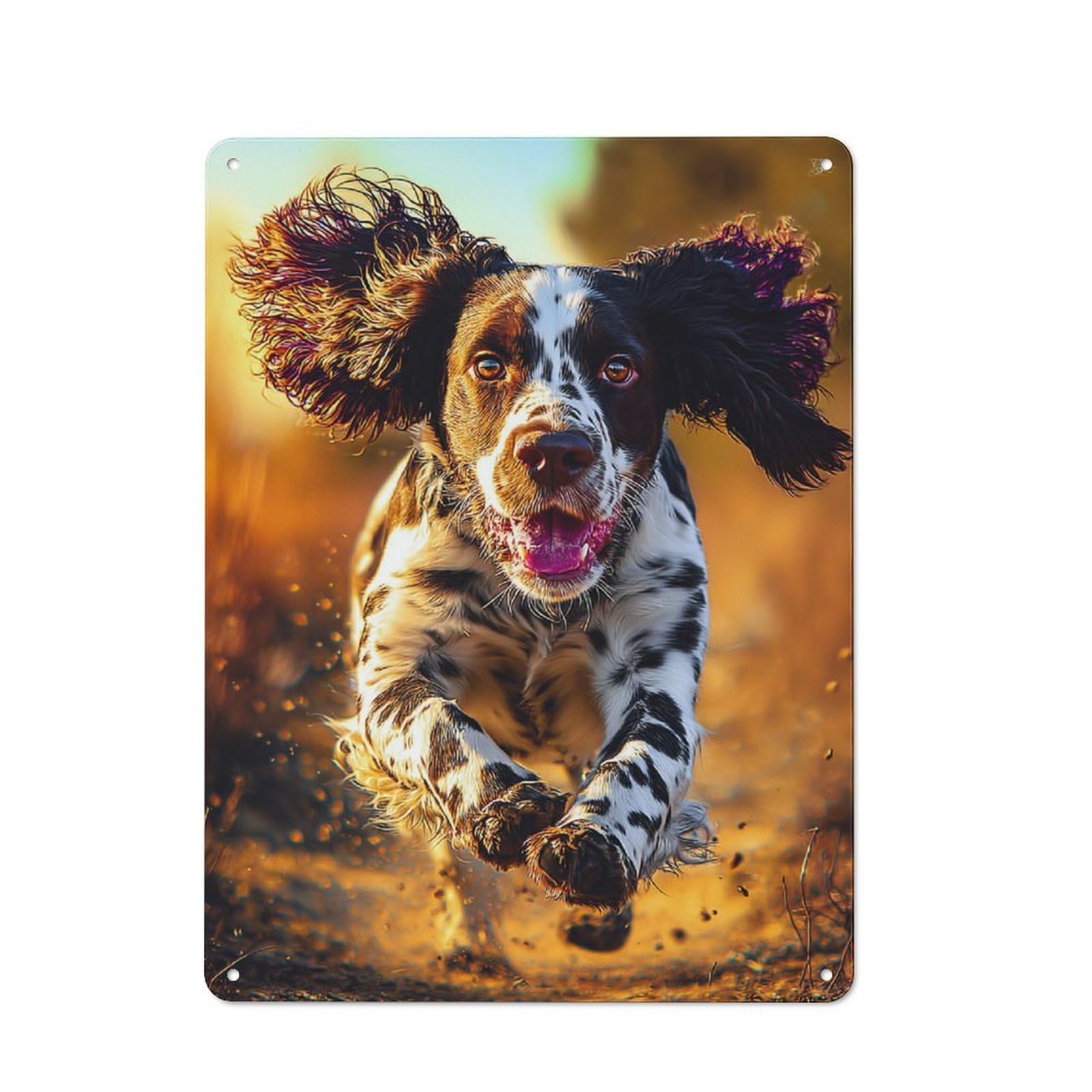 Metal Sign 40x30cm with Springer Spaniel in Motion -3 for Hallway Wall, Rustic Decor, for Wall Display Collectors